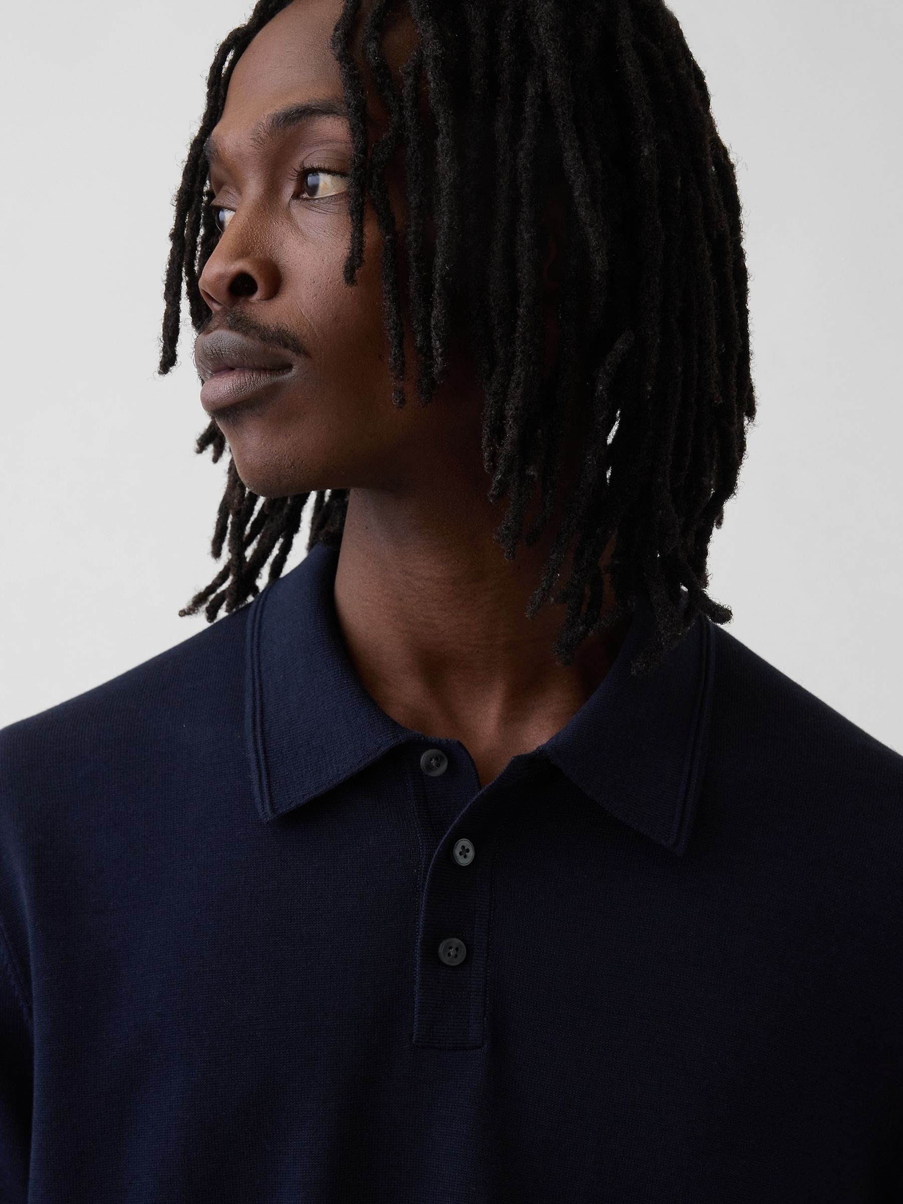 Navy Blue Classic Polo Jumper - Image 4 of 4