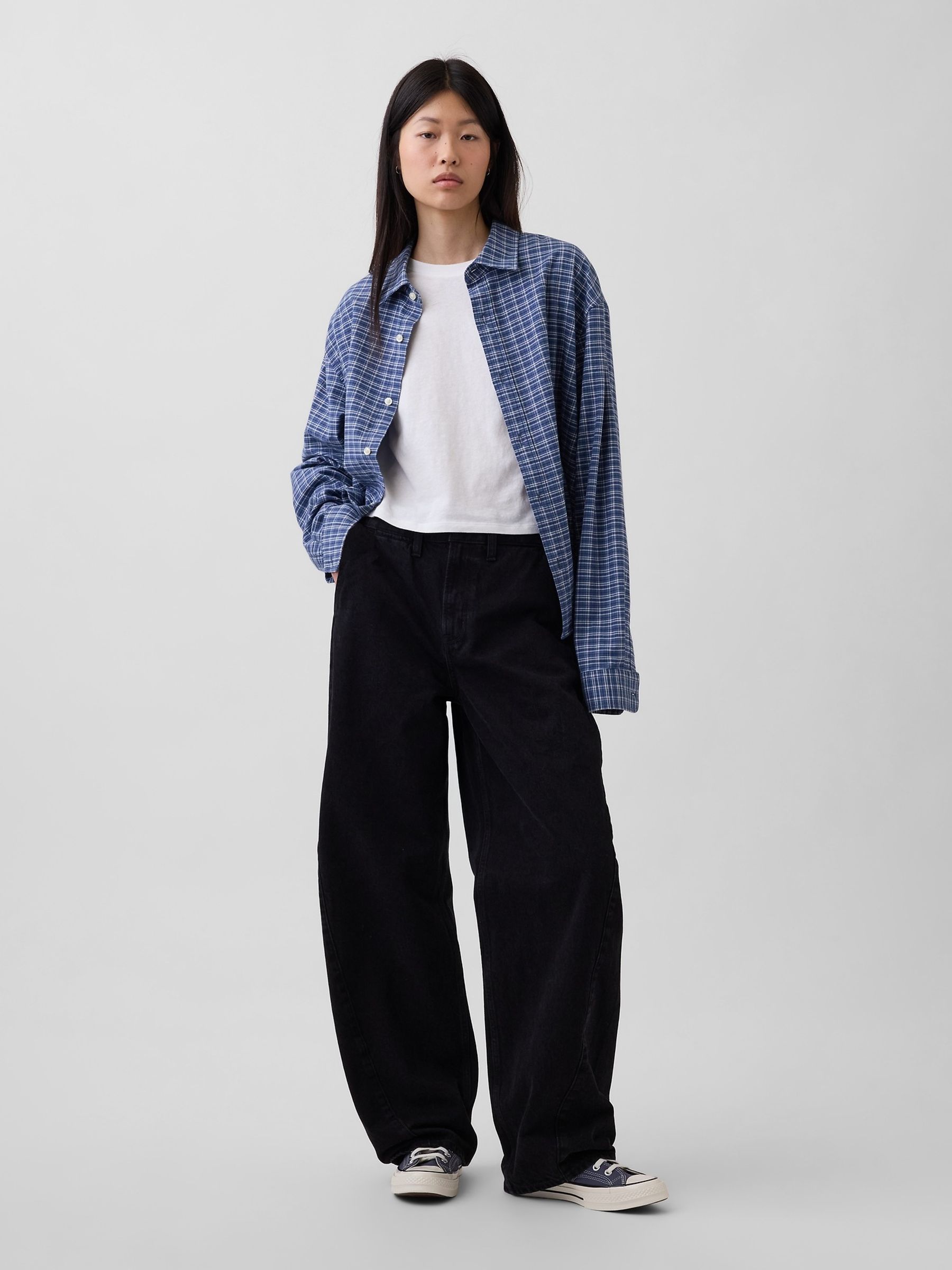 Black High Waisted Barrel Jeans - Image 4 of 5