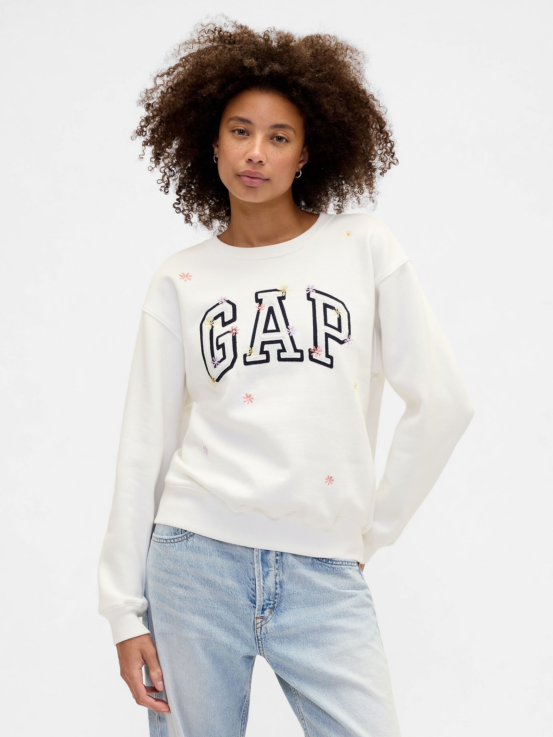 White Floral Logo Sweatshirt - Image 1 of 5 White Floral Logo Sweatshirt - Image 1 of 5