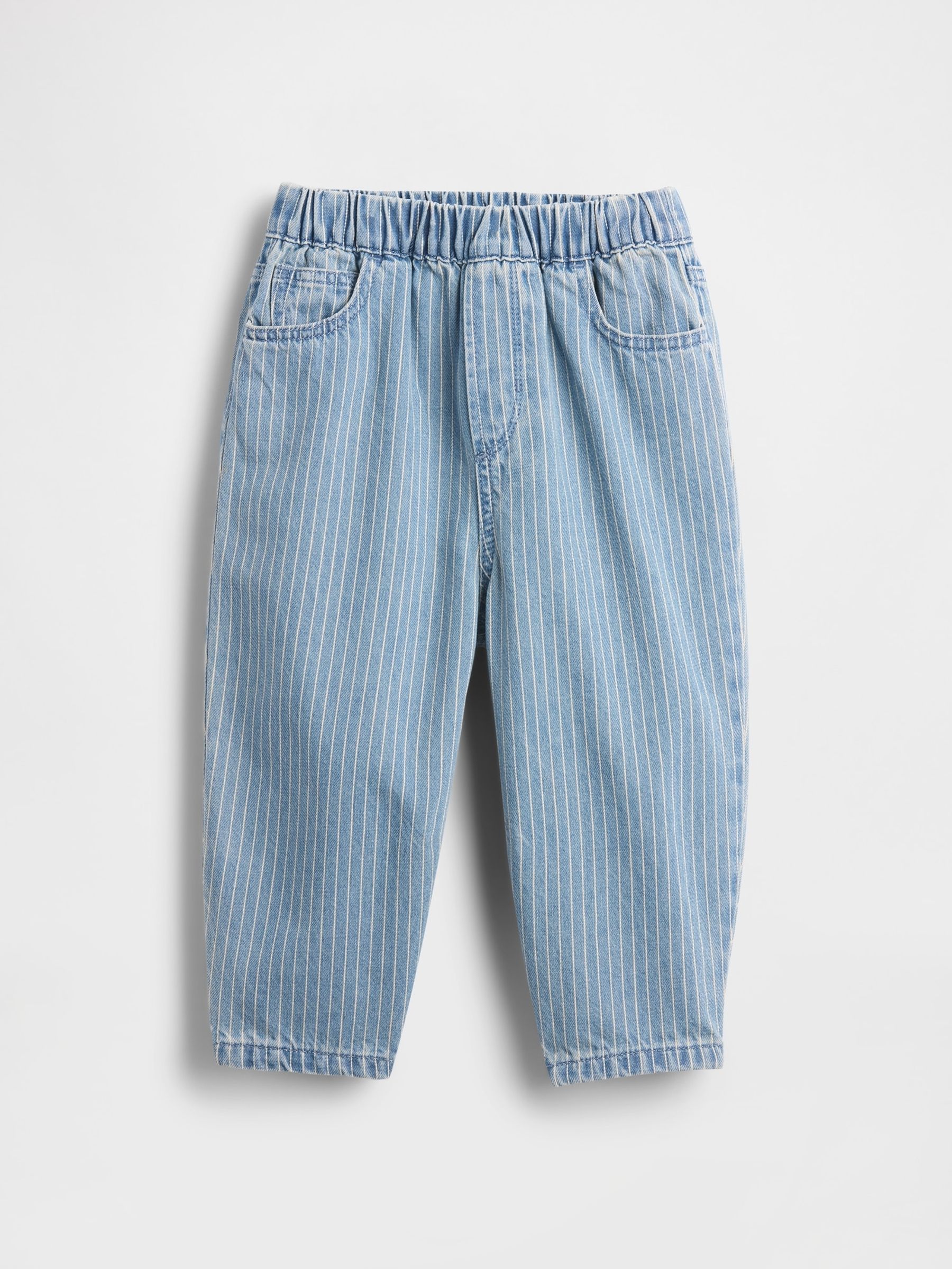 Blue Stripe Pull On Barrel Jeans - Image 1 of 2