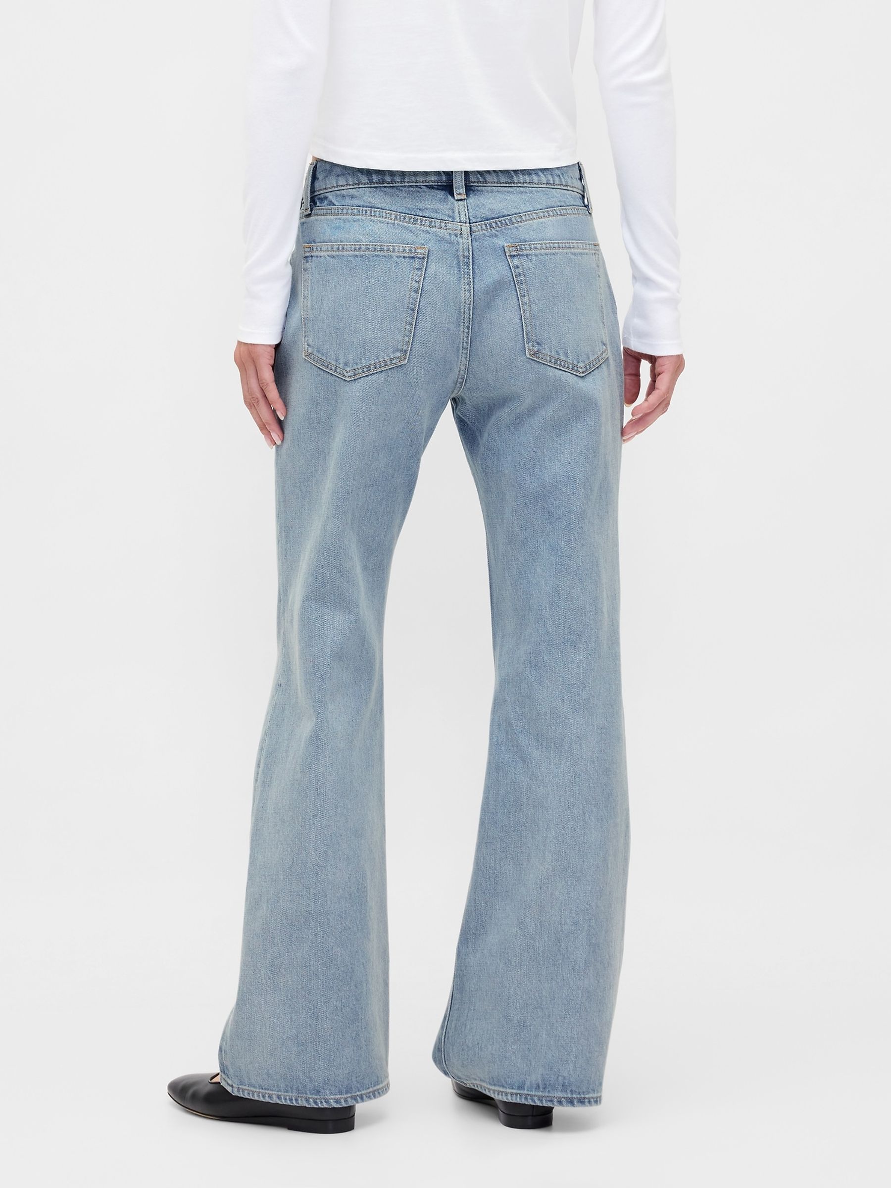 Light Wash Mid Rise Rigid Relaxed Flare Jeans - Image 2 of 4