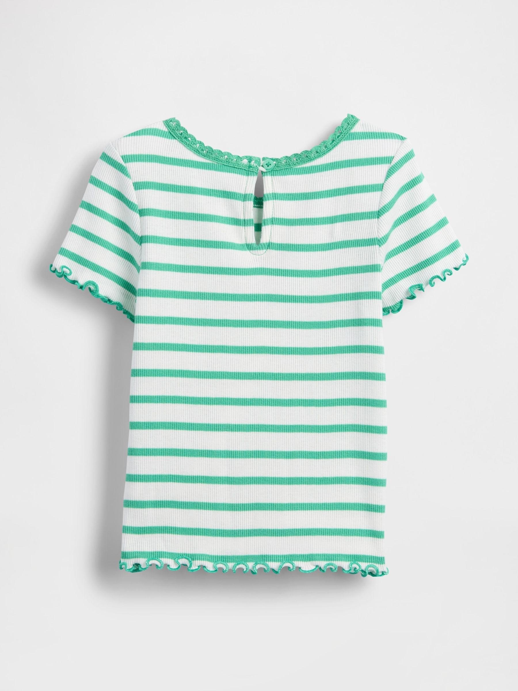 Green Stripe Embroidered Logo Rib T-Shirt - Image 2 of 3
