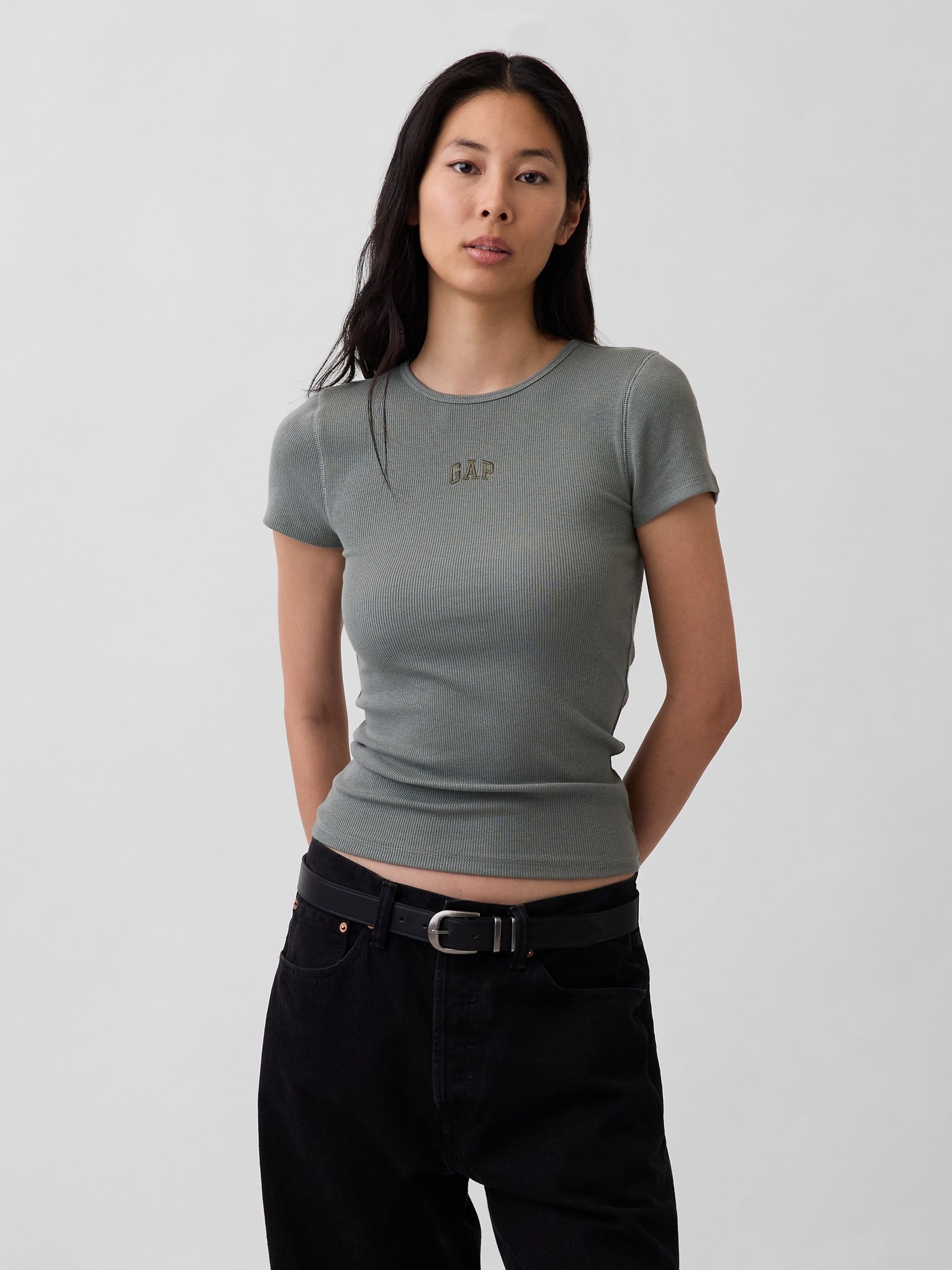Green Modern Rib Logo T-Shirt - Image 1 of 5