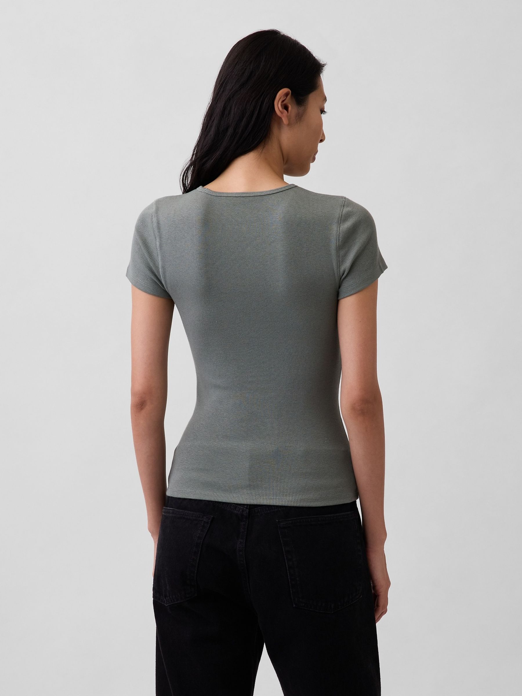 Green Modern Rib Logo T-Shirt - Image 2 of 5