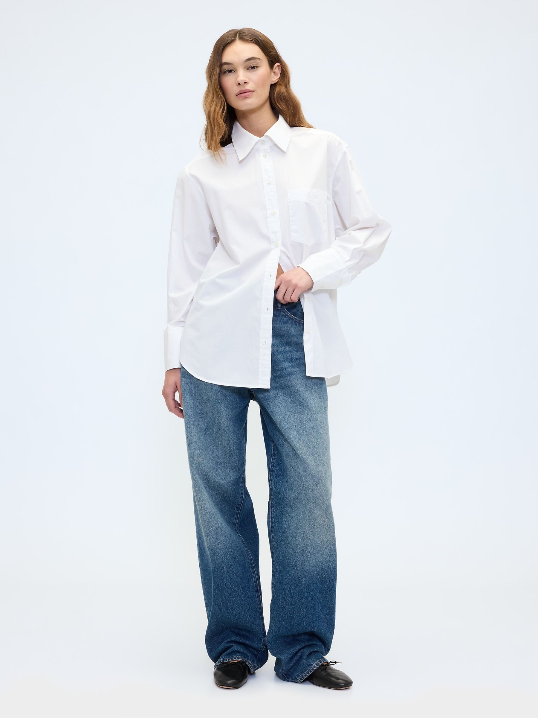 White Cotton Poplin Big Shirt - Image 3 of 4