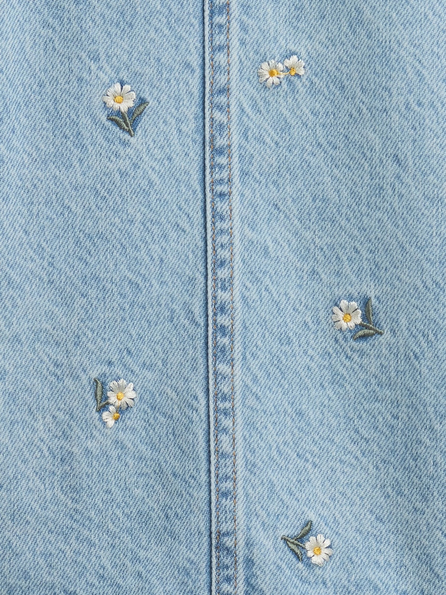 Light Wash Floral Denim Pinafore - Image 3 of 3 Light Wash Floral Denim Pinafore - Image 3 of 3