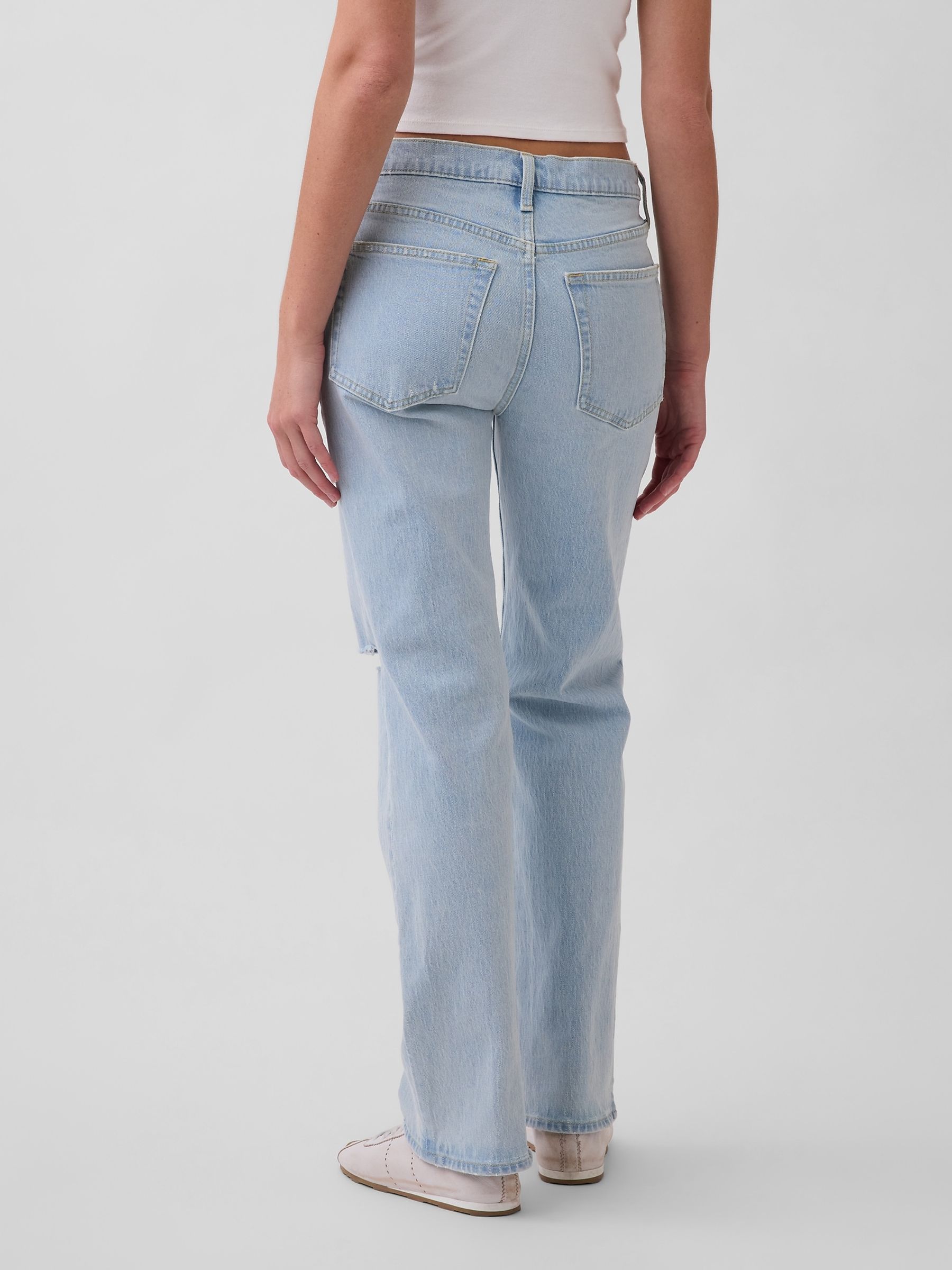 Light Wash Mid Rise Relaxed Straight Jeans - Image 2 of 4