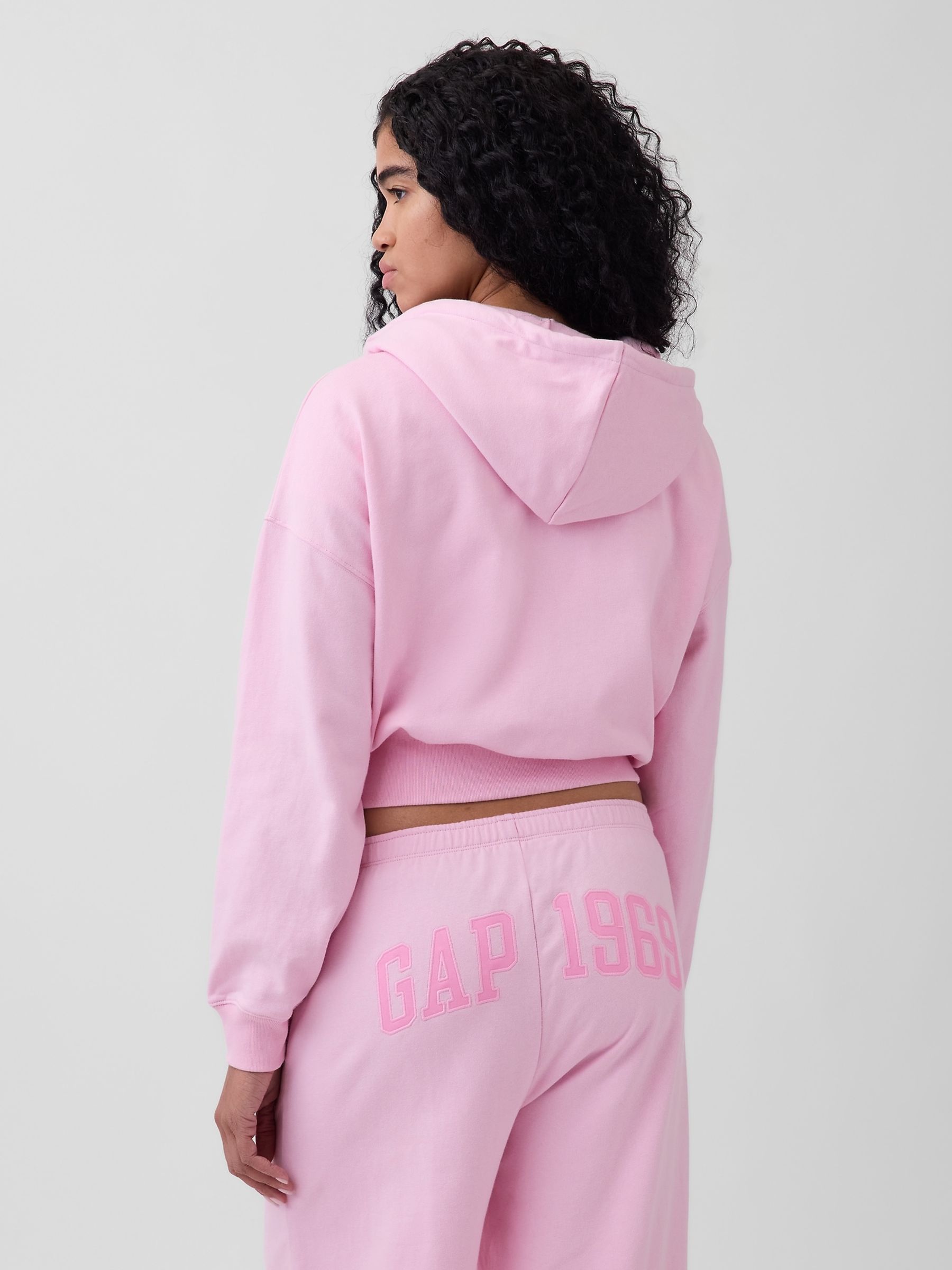 Pink French Terry Oversized 1969 Logo Zip Hoodie - Image 2 of 5