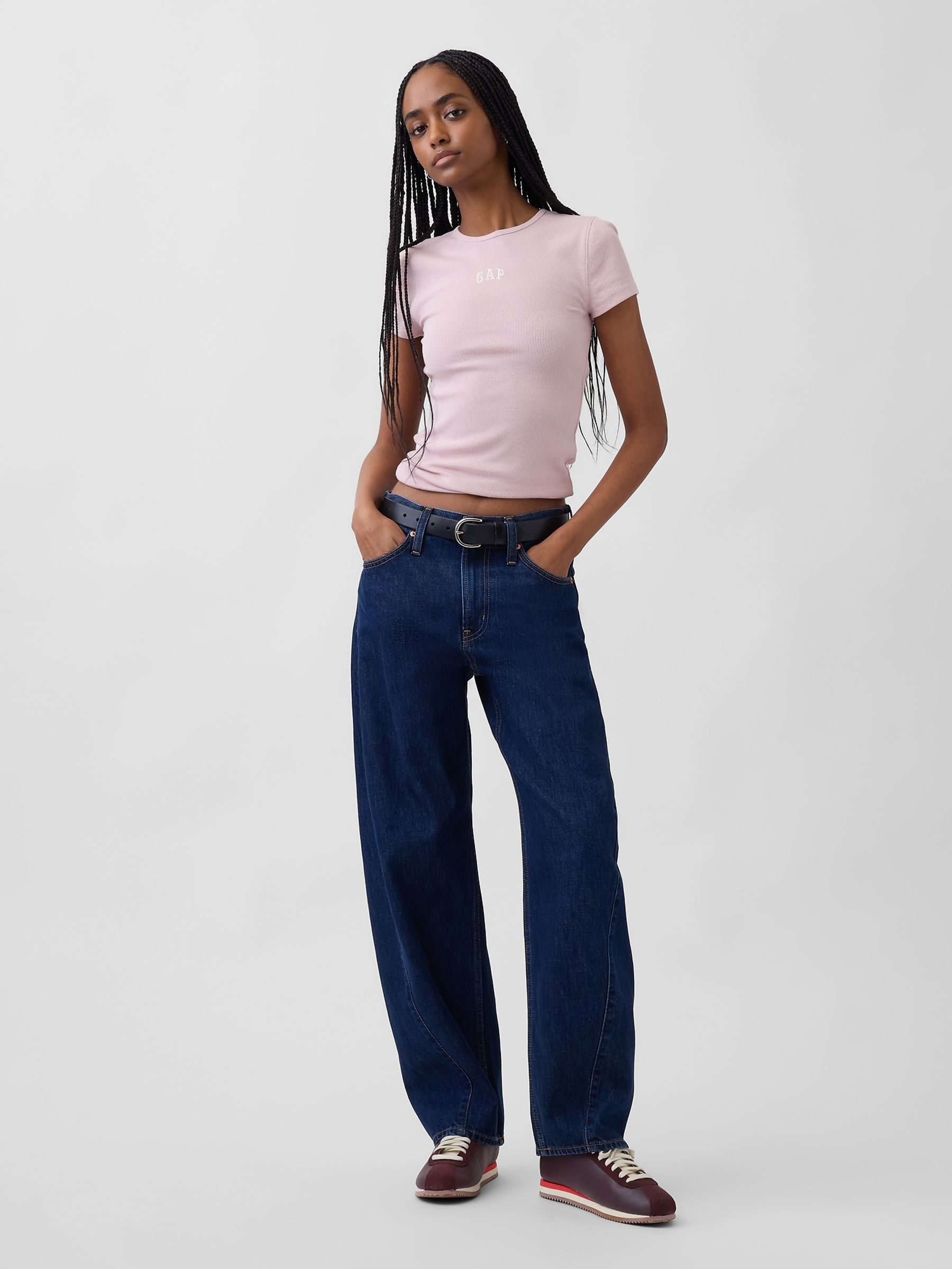 Pink Modern Rib Logo T-Shirt - Image 3 of 5