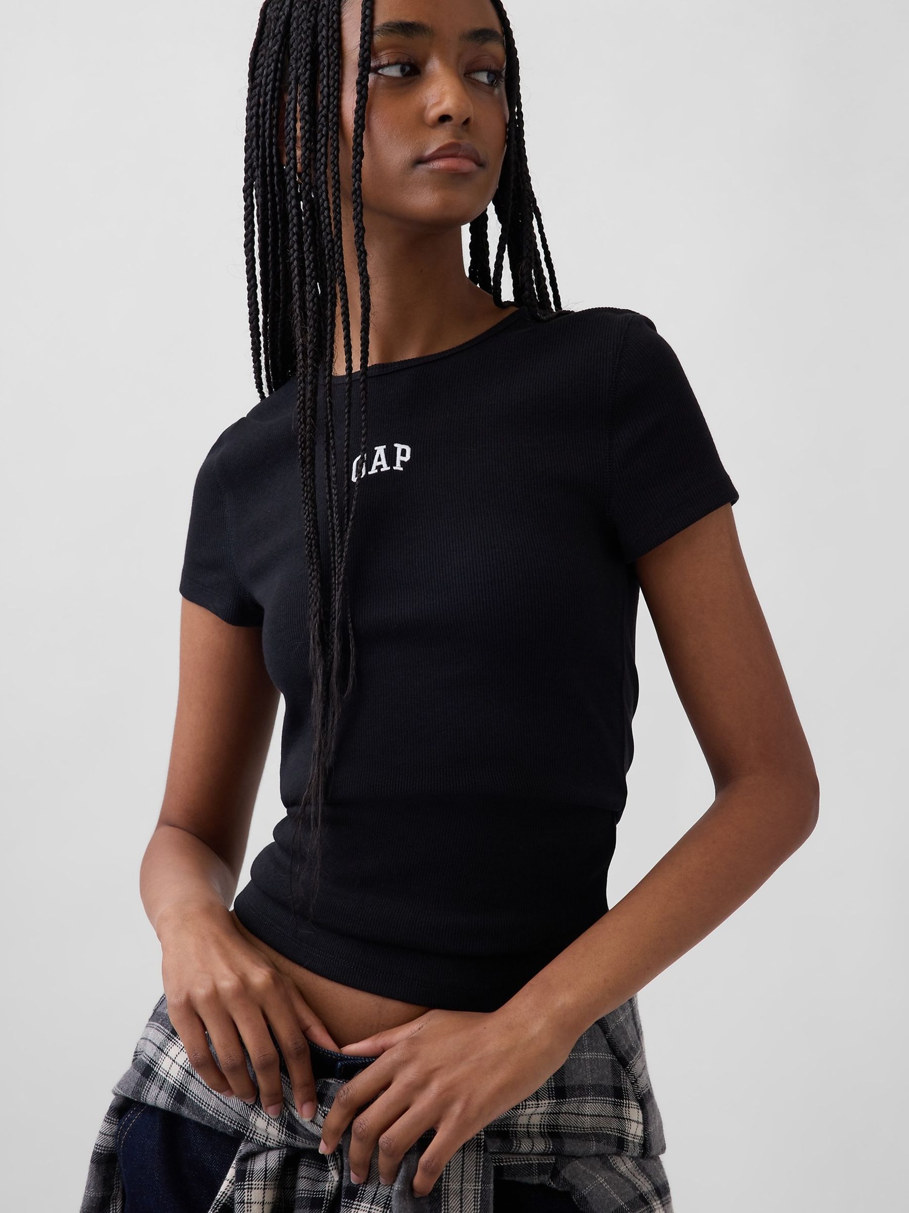 Black Modern Rib Logo T-Shirt - Image 4 of 5