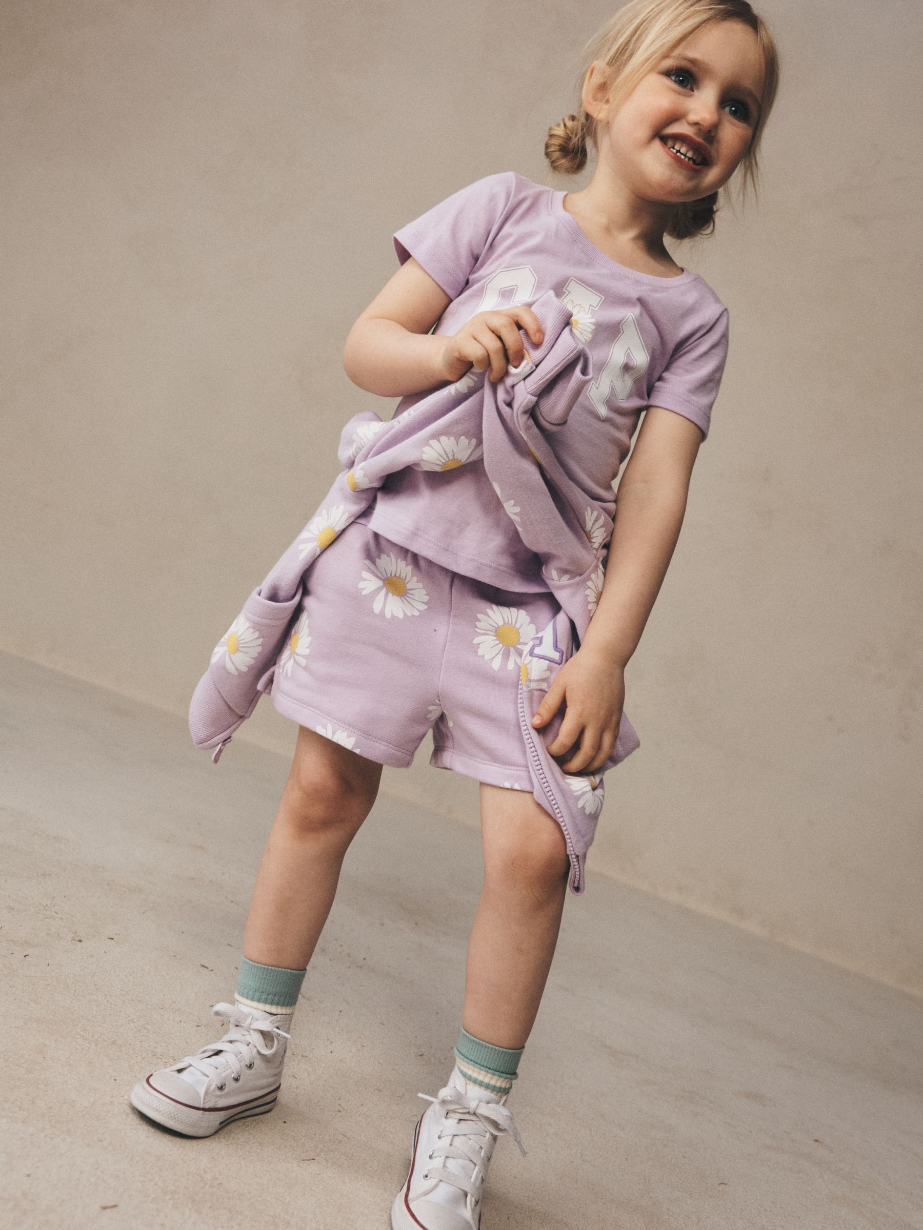 Purple Daisy Logo Pull on French Terry Shorts - Image 4 of 7