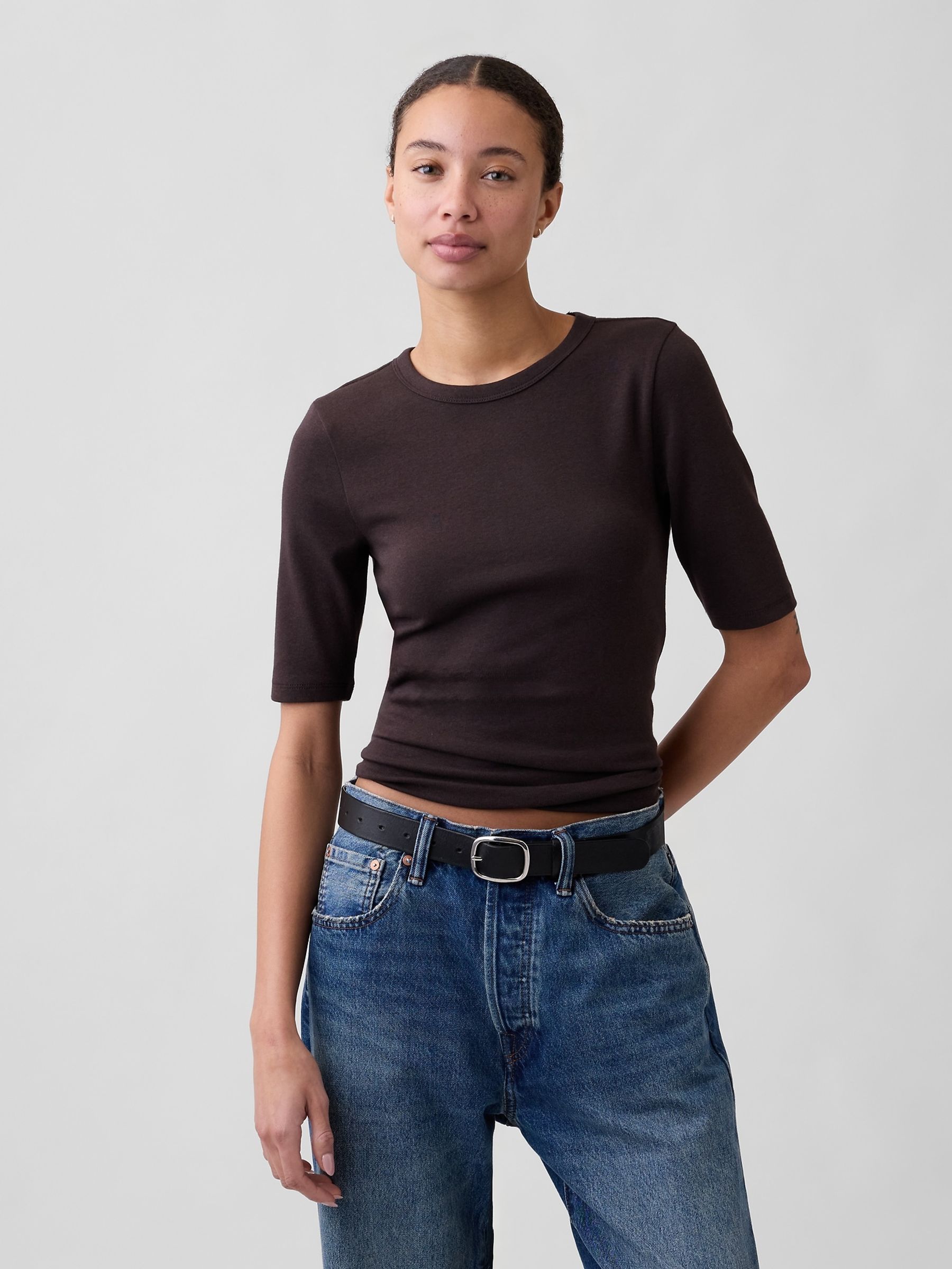 Brown Modern Half-Sleeve T-Shirt - Image 1 of 4
