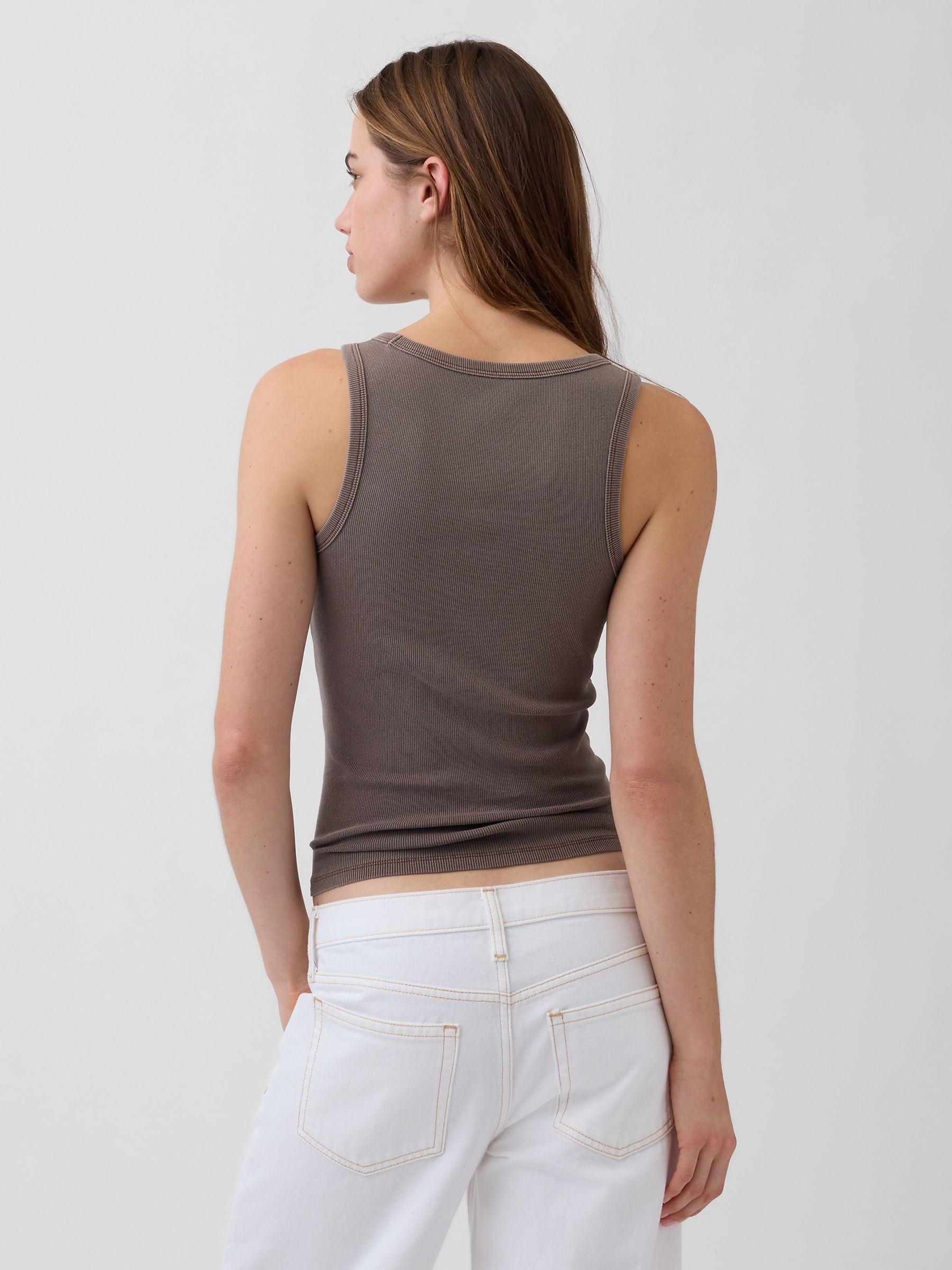 Brown Rib Scoop Vest - Image 2 of 3