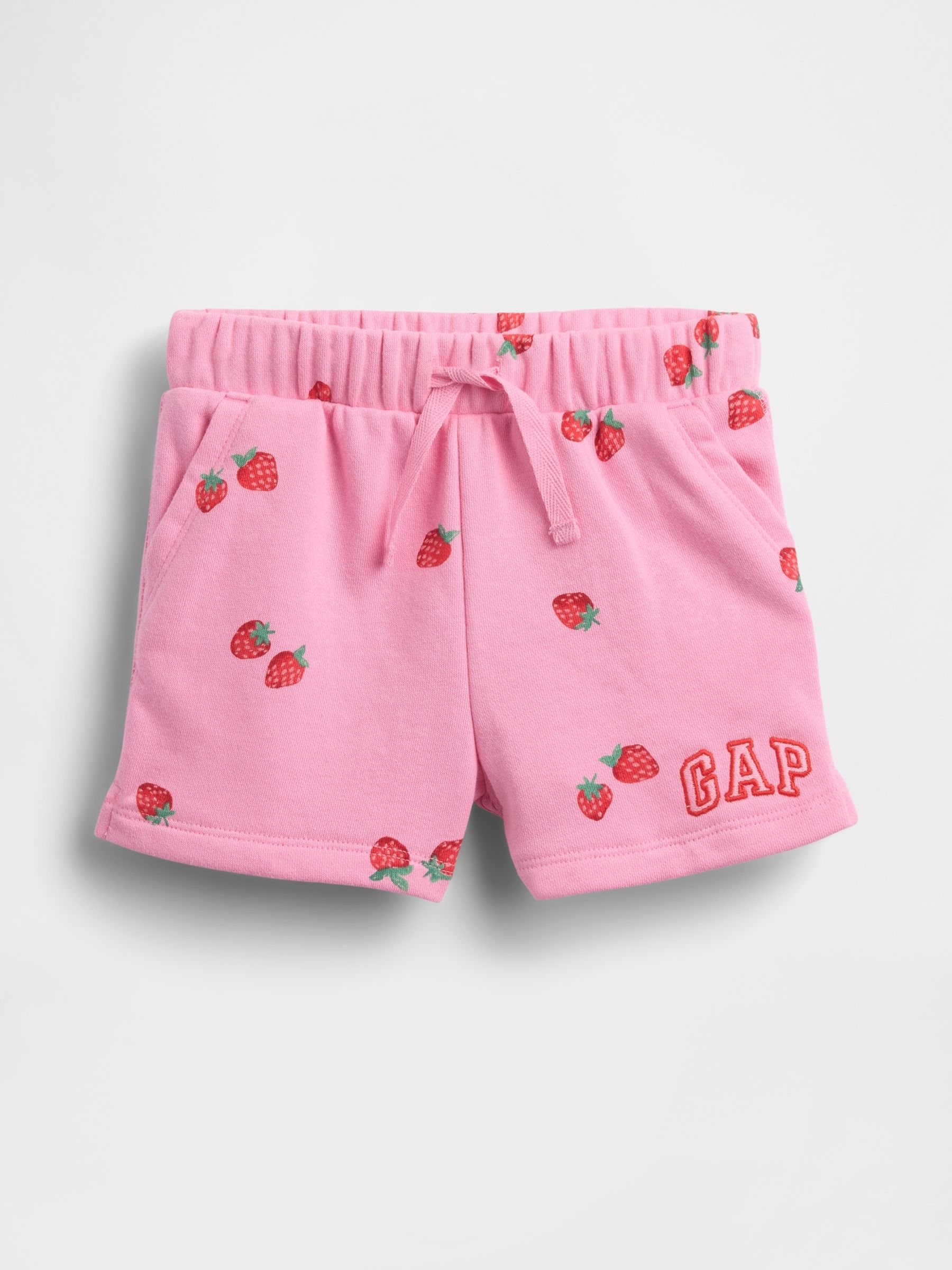 Pink Strawberry Logo Pull On French Terry Shorts - Image 1 of 3