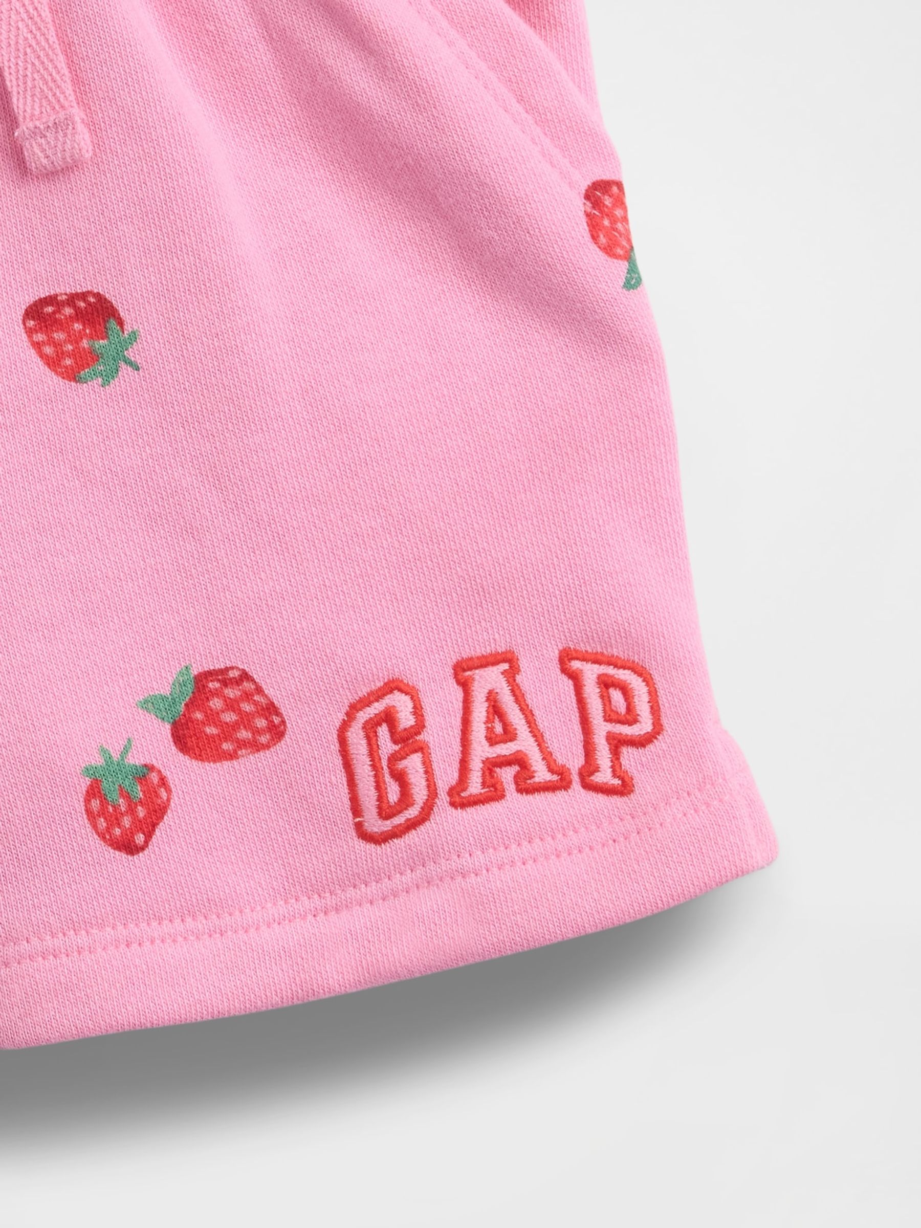 Pink Strawberry Logo Pull on French Terry Shorts - Image 4 of 4 Pink Strawberry Logo Pull on French Terry Shorts - Image 4 of 4