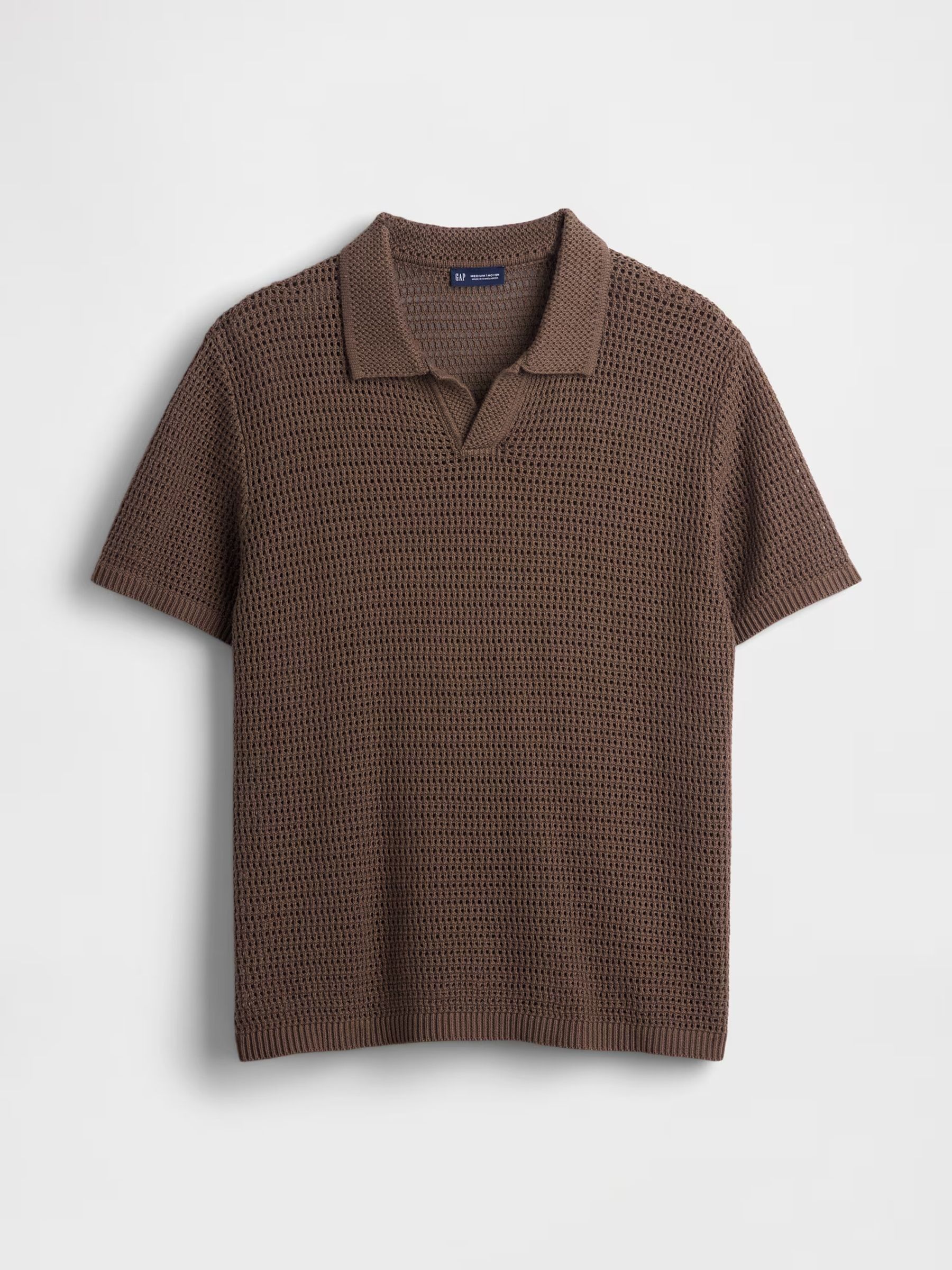 Brown Mesh Polo Jumper - Image 5 of 5 Brown Mesh Polo Jumper - Image 5 of 5