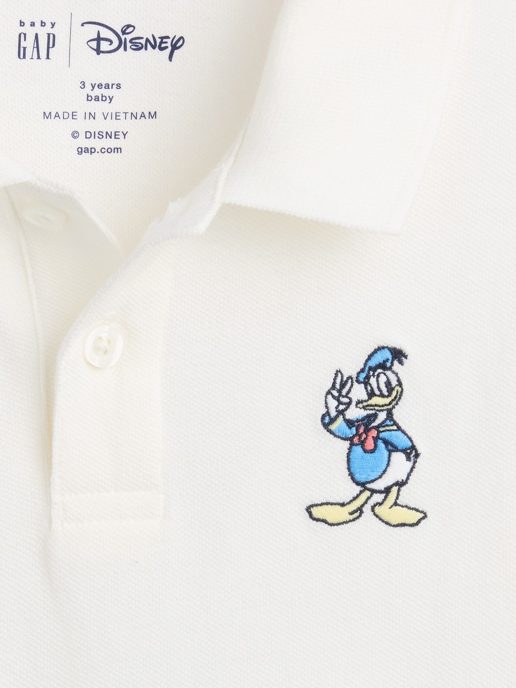 White Donald Duck Disney Pique Polo Shirt - Image 4 of 4 White Donald Duck Disney Pique Polo Shirt - Image 4 of 4