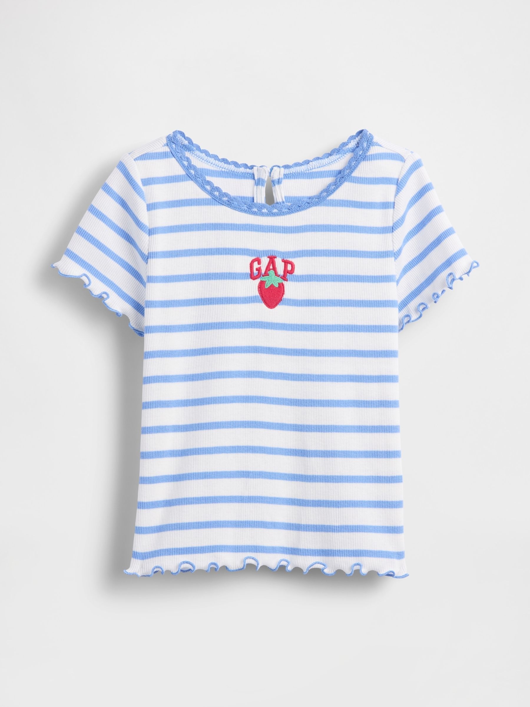 Blue Stripe Embroidered Logo Rib T-Shirt - Image 1 of 3