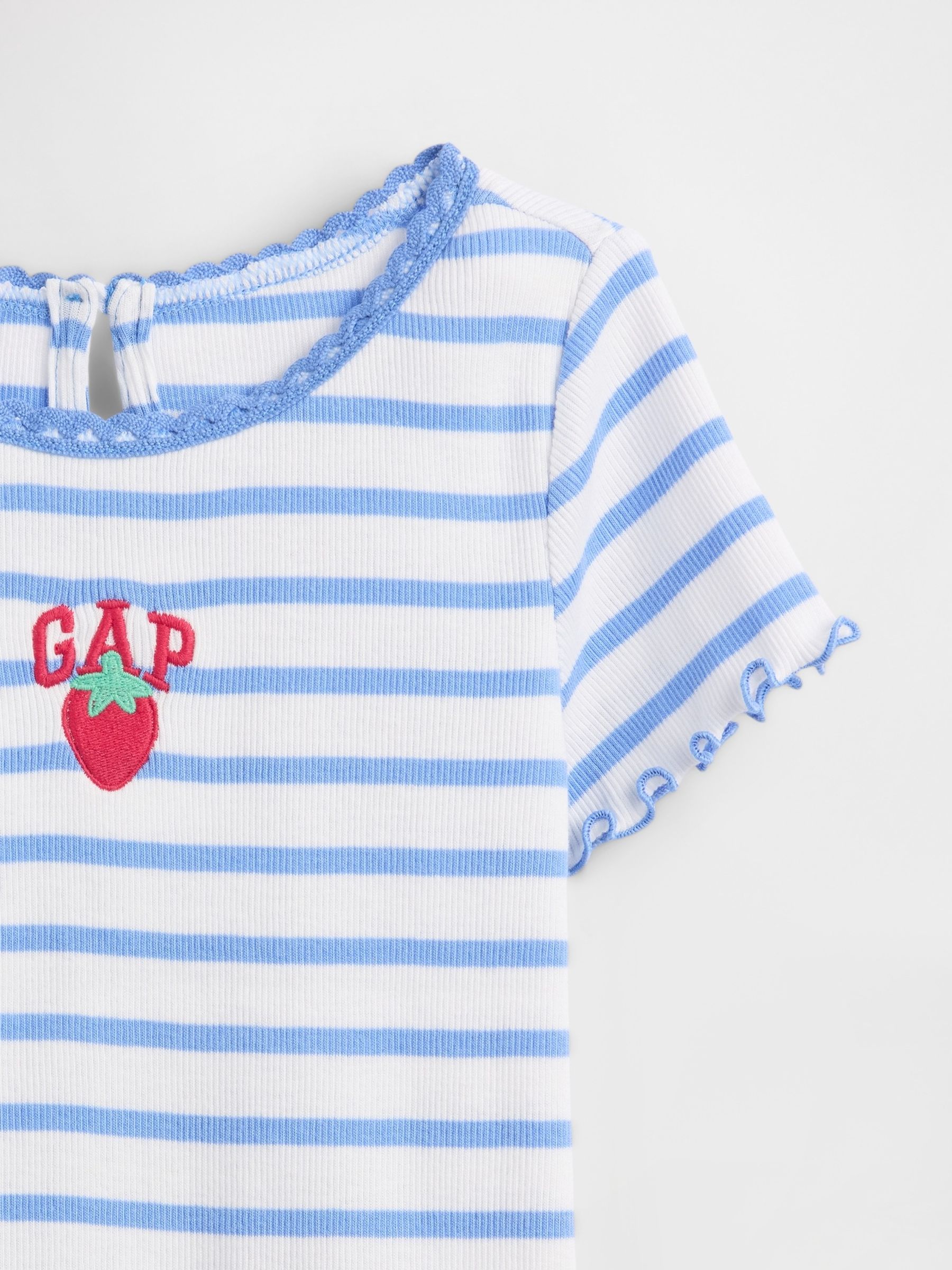 Blue Stripe Embroidered Logo Rib T-Shirt - Image 3 of 3