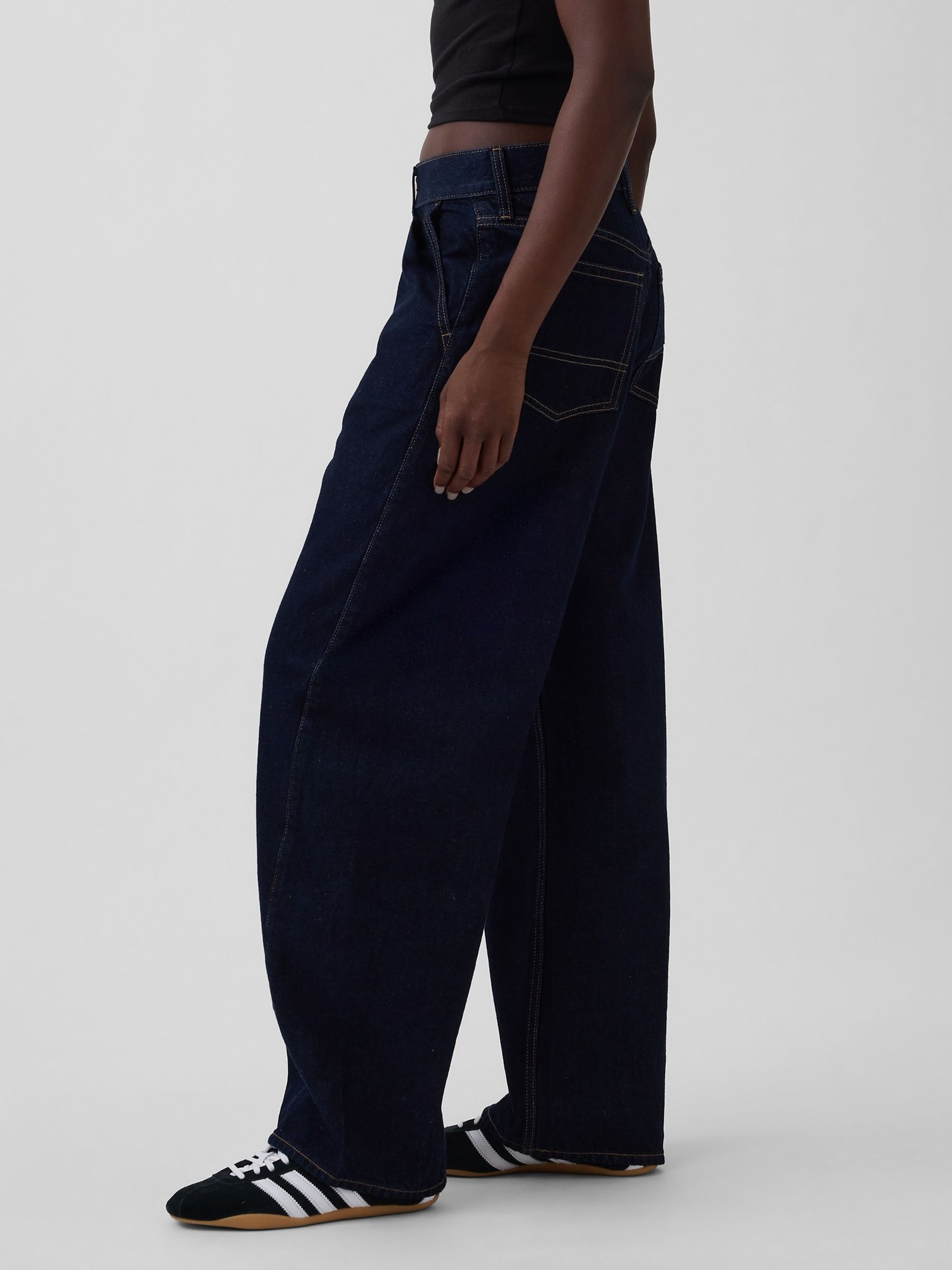 Dark Wash High Waisted Baggy Barrel Jeans - Image 3 of 5