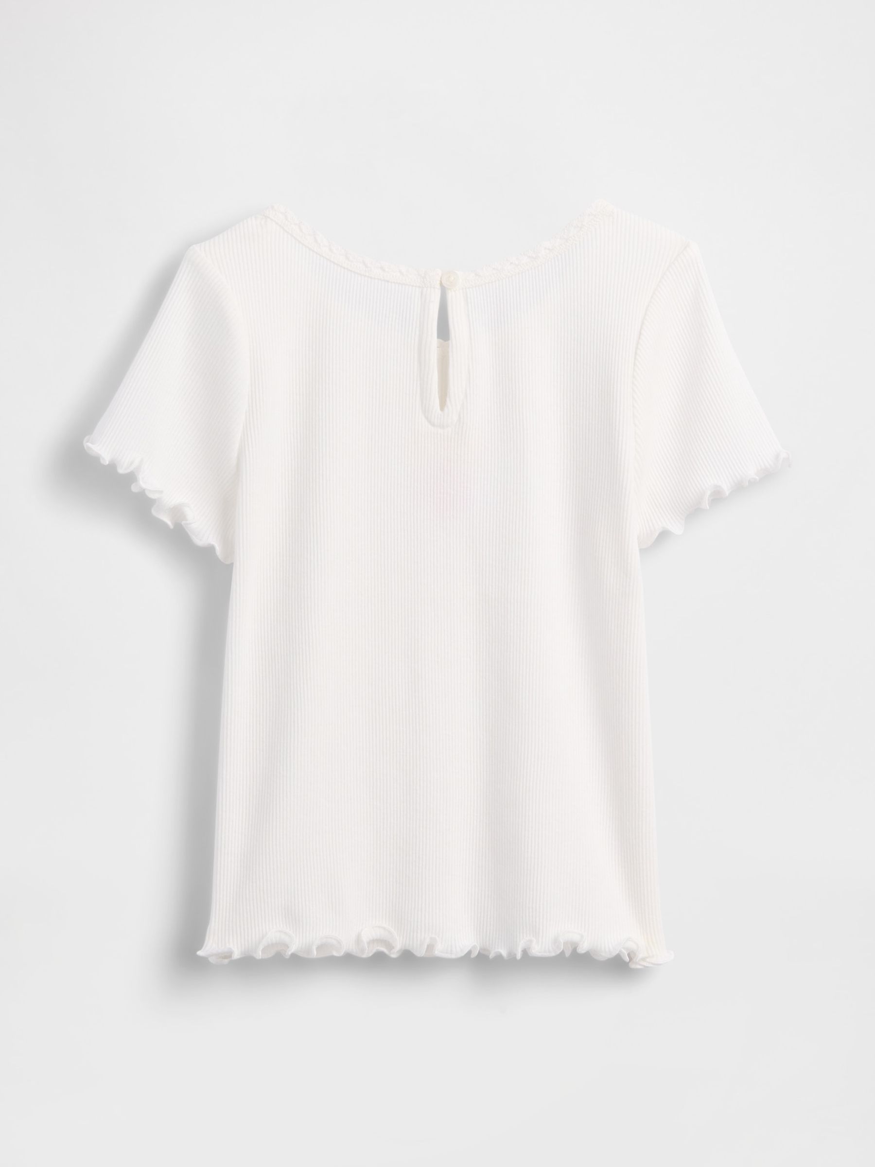 White Embroidered Logo Rib T-Shirt - Image 2 of 3
