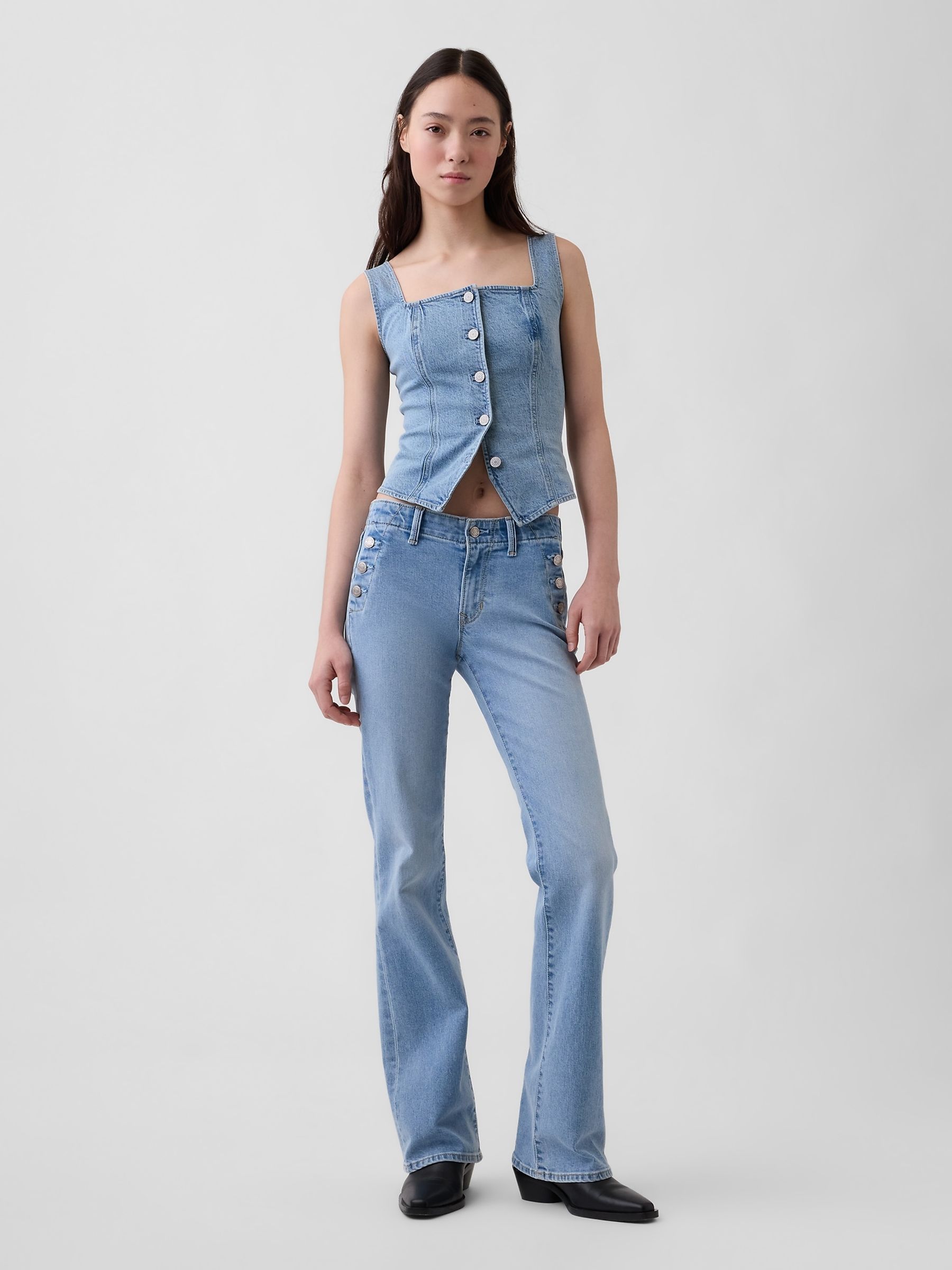 Light Wash Low Rise Long and Lean Sailor Jeans - Image 1 of 4