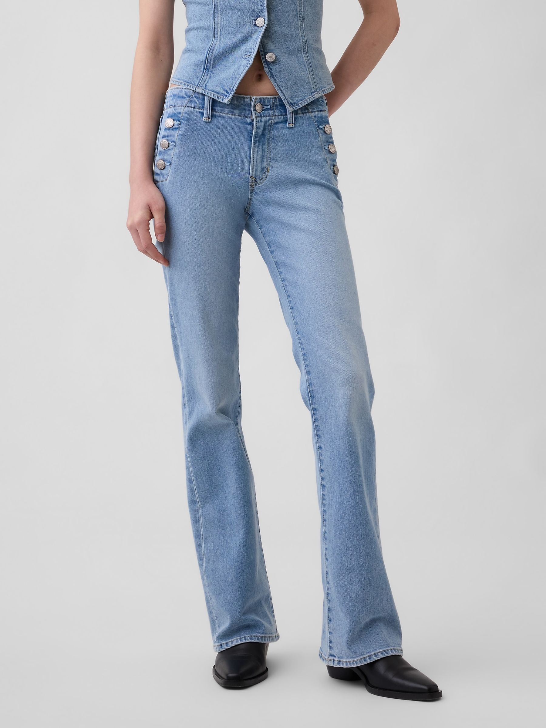 Light Wash Low Rise Long and Lean Sailor Jeans - Image 2 of 4