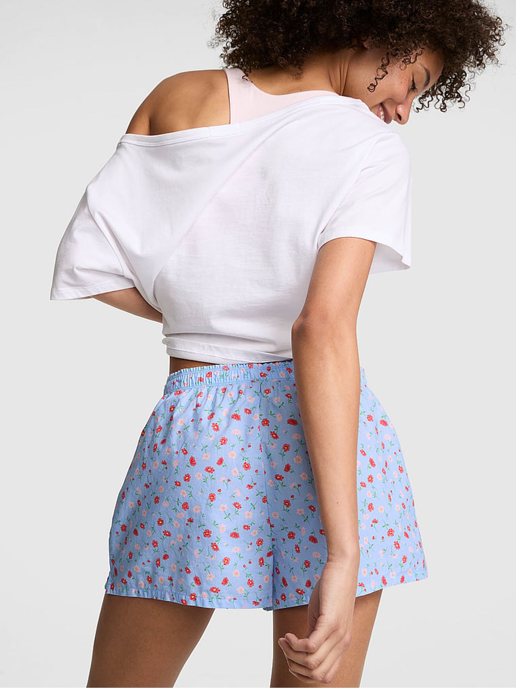 Blue Floral Print Pyjama Short Bottoms - Image 2 of 2 Blue Floral Print Pyjama Short Bottoms - Image 2 of 2