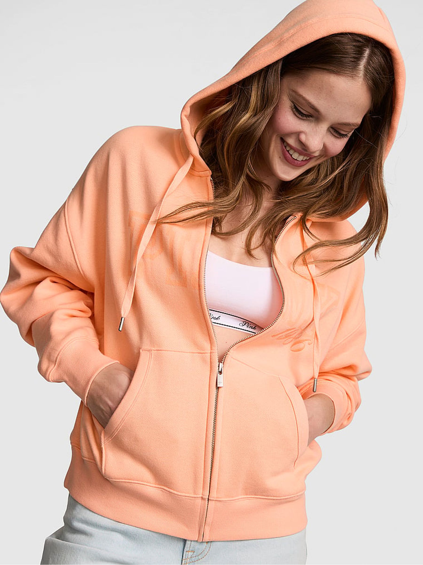 Peach Tree Orange Fleece Zip Up Hoodie | Victoria's Secret Ireland