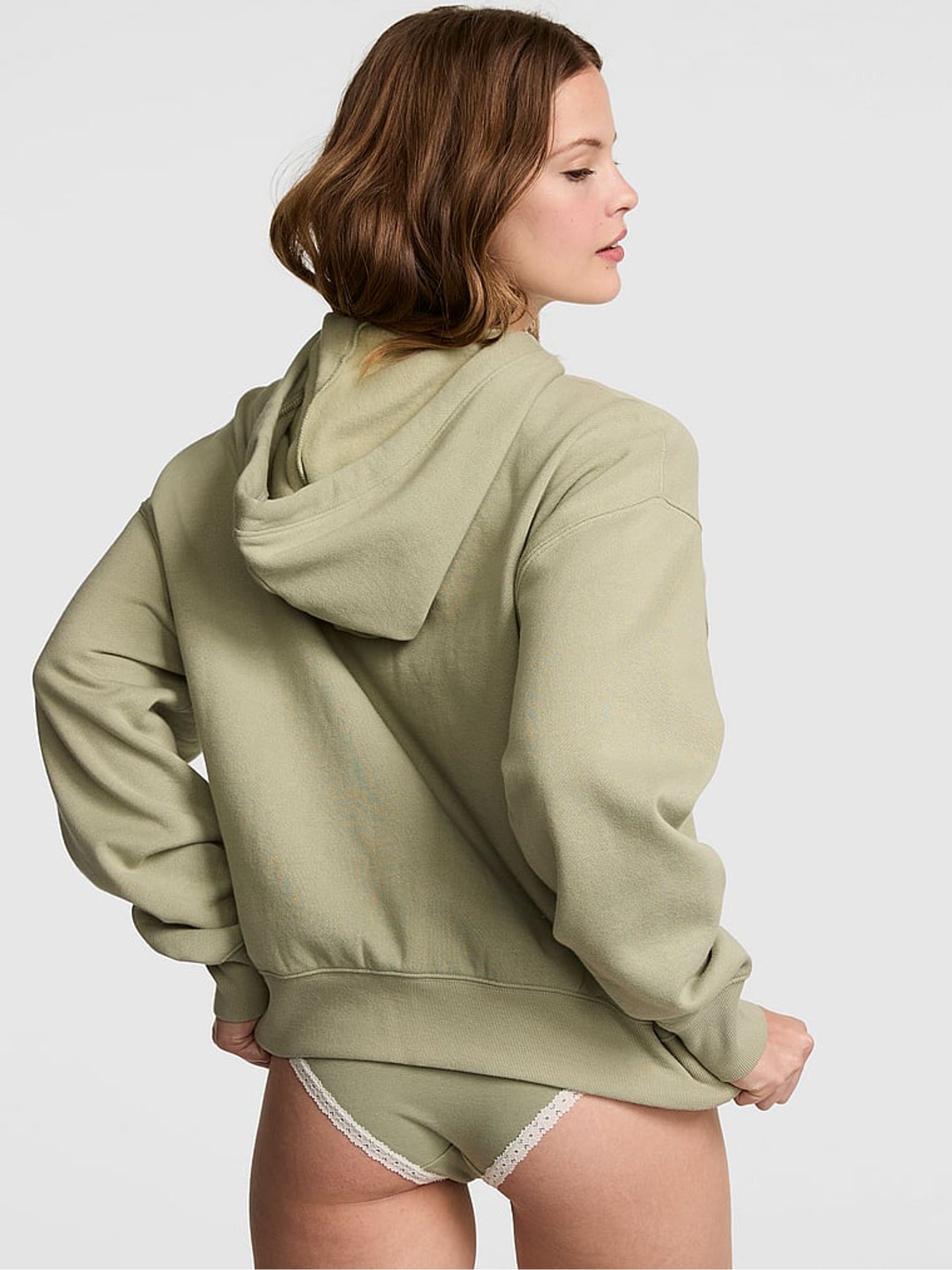 Slate Green Fleece Zip Up Hoodie - Image 2 of 2