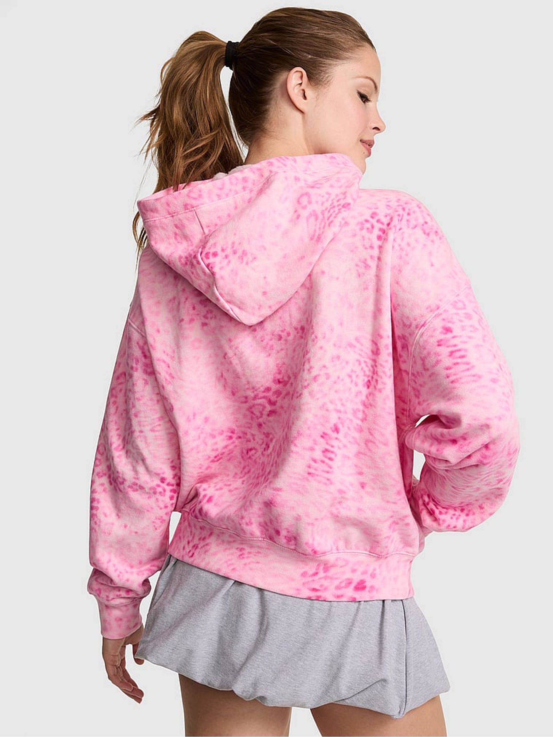 Coconut Pink Leopard Print Fleece Zip Up Hoodie - Image 2 of 2