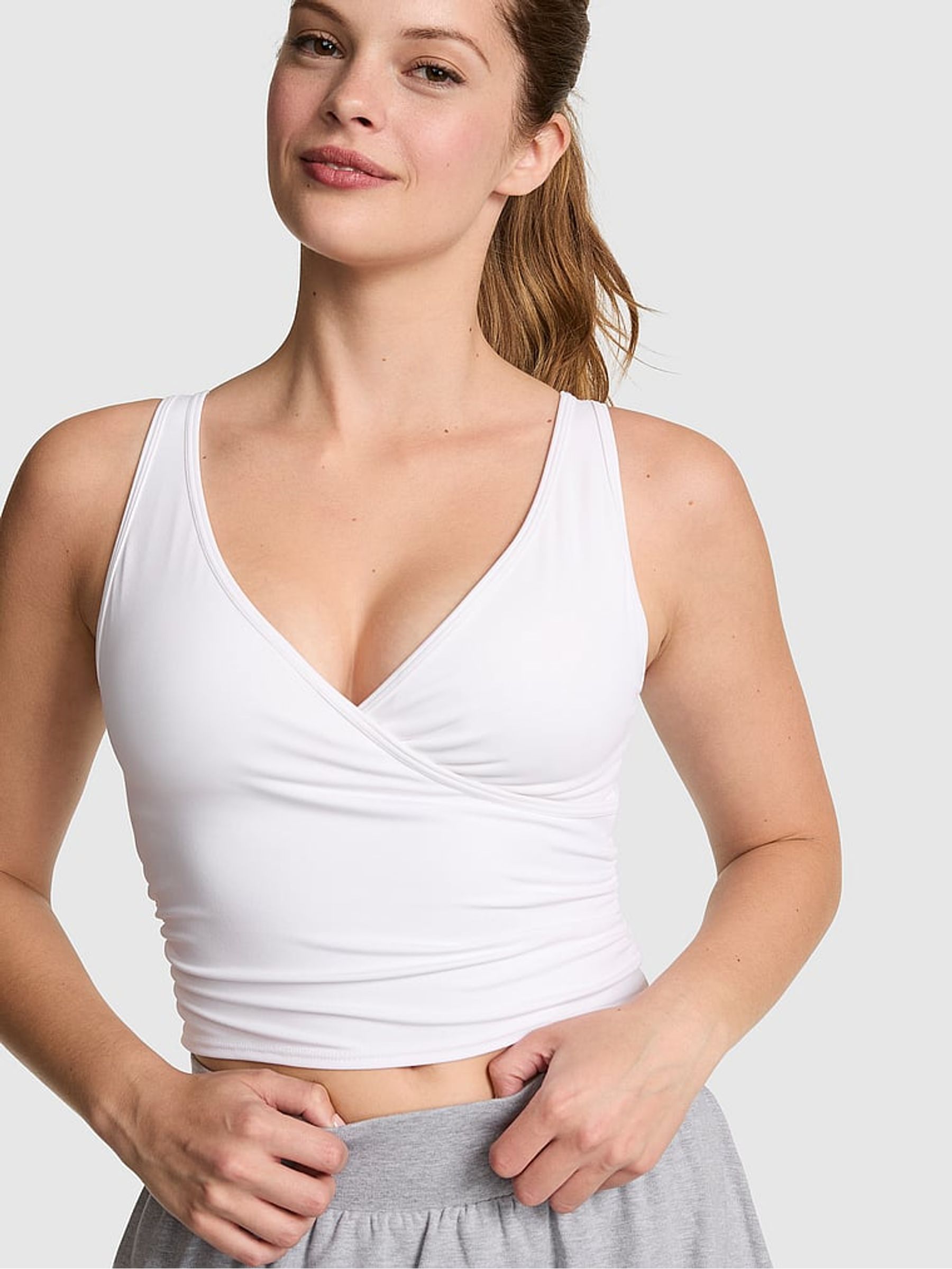 White Ruched Wrap Top - Image 1 of 2