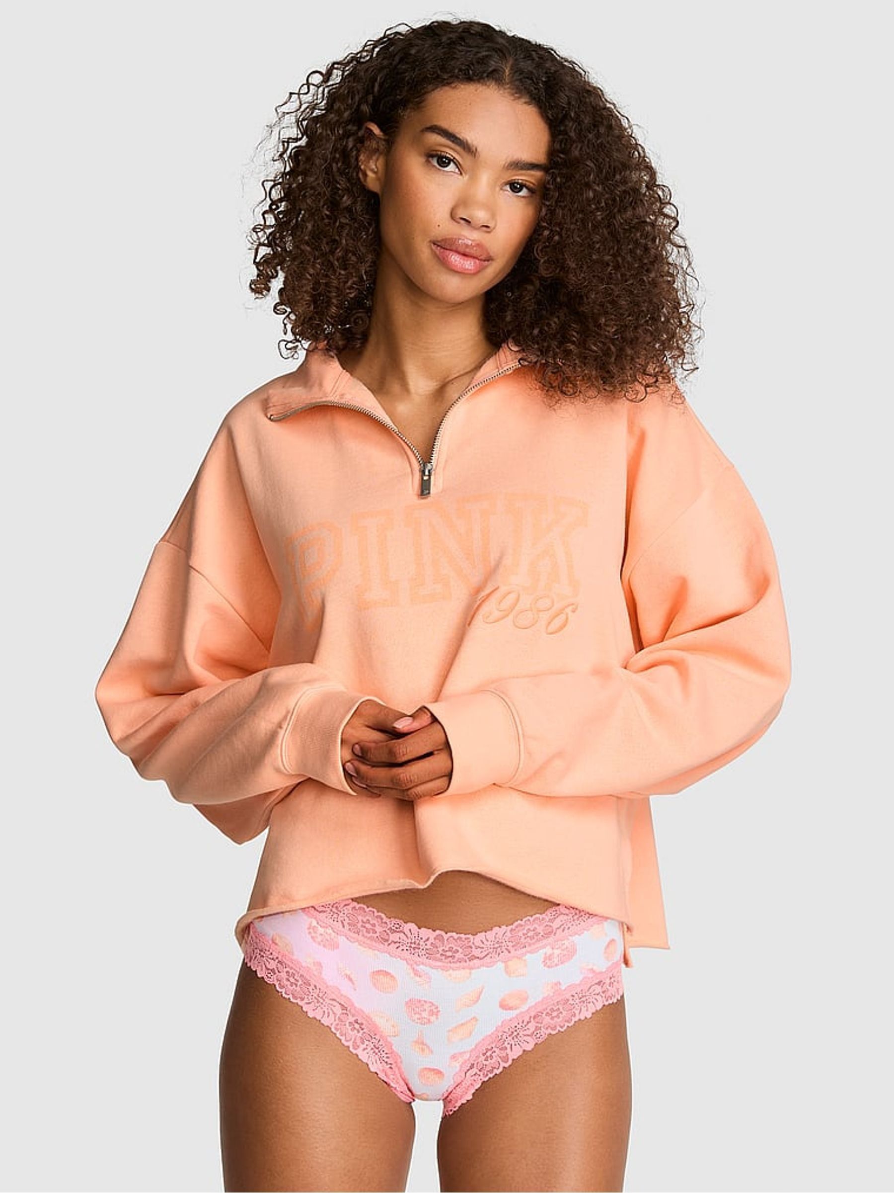 Peach Tree Orange Half Zip Fleece Sweatshirt - Image 1 of 2