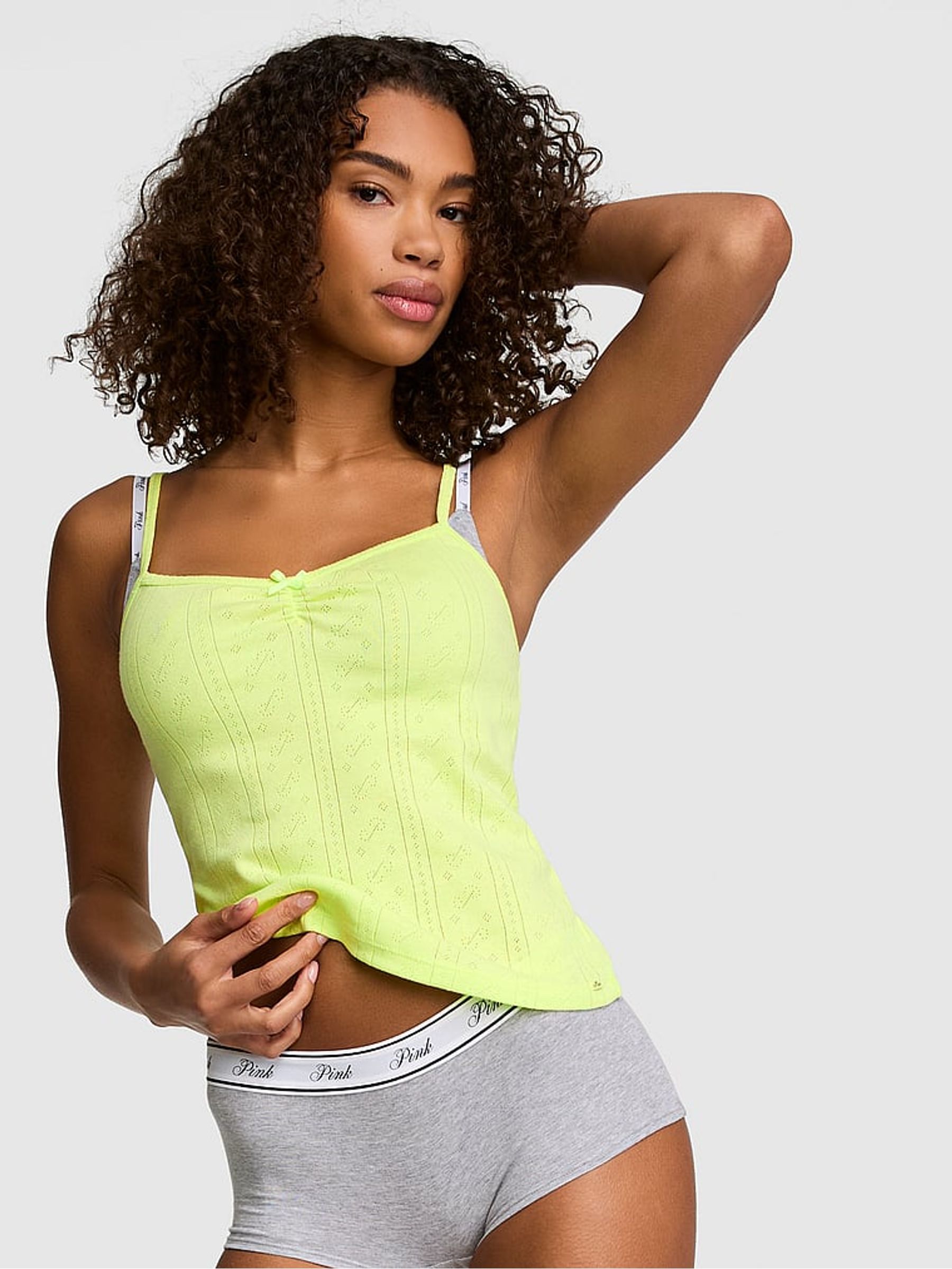 Tropical Pear Green Pointelle Pyjama Cami Top - Image 1 of 2