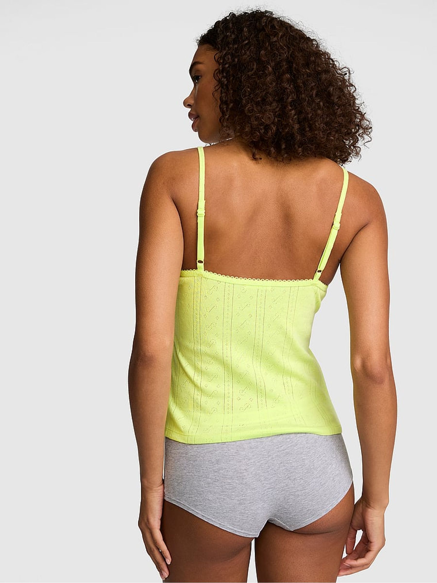 Tropical Pear Green Pointelle Pyjama Cami Top - Image 2 of 2