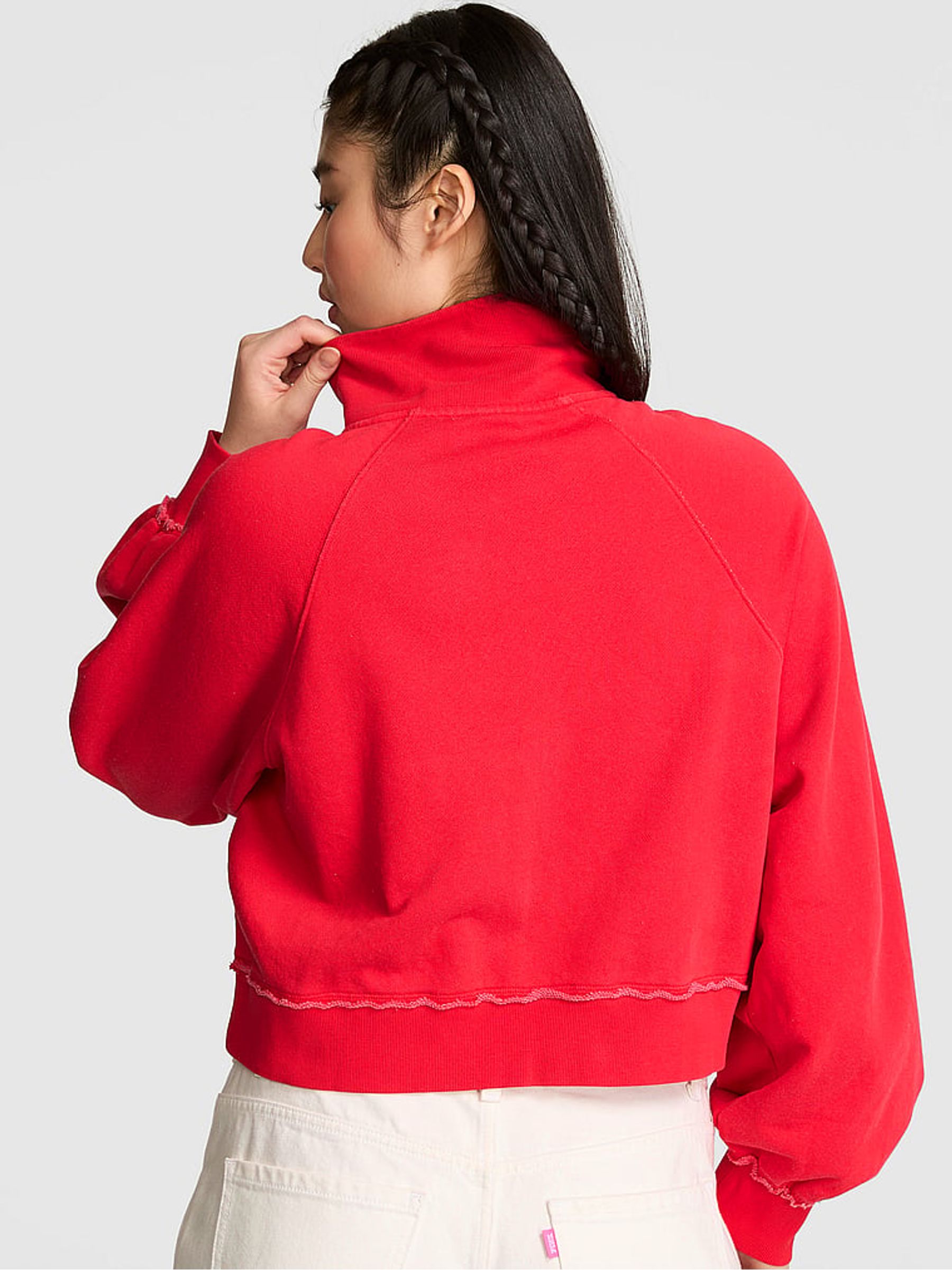 Bright Vermillion Red Full Zip Sweatshirt - Image 2 of 3