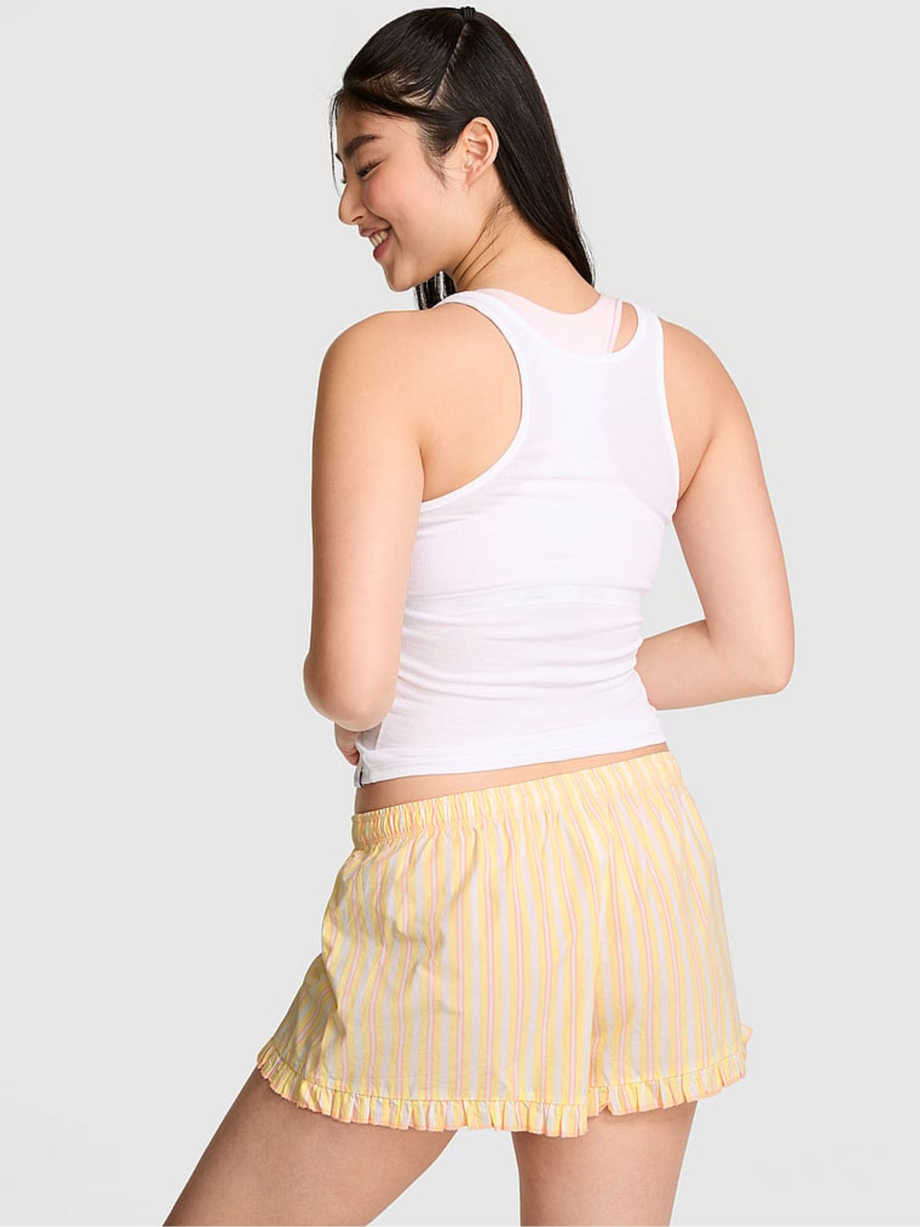 Peach Tree Orange Stripe Short Ruffle Trim Pyjama Bottoms - Image 2 of 2