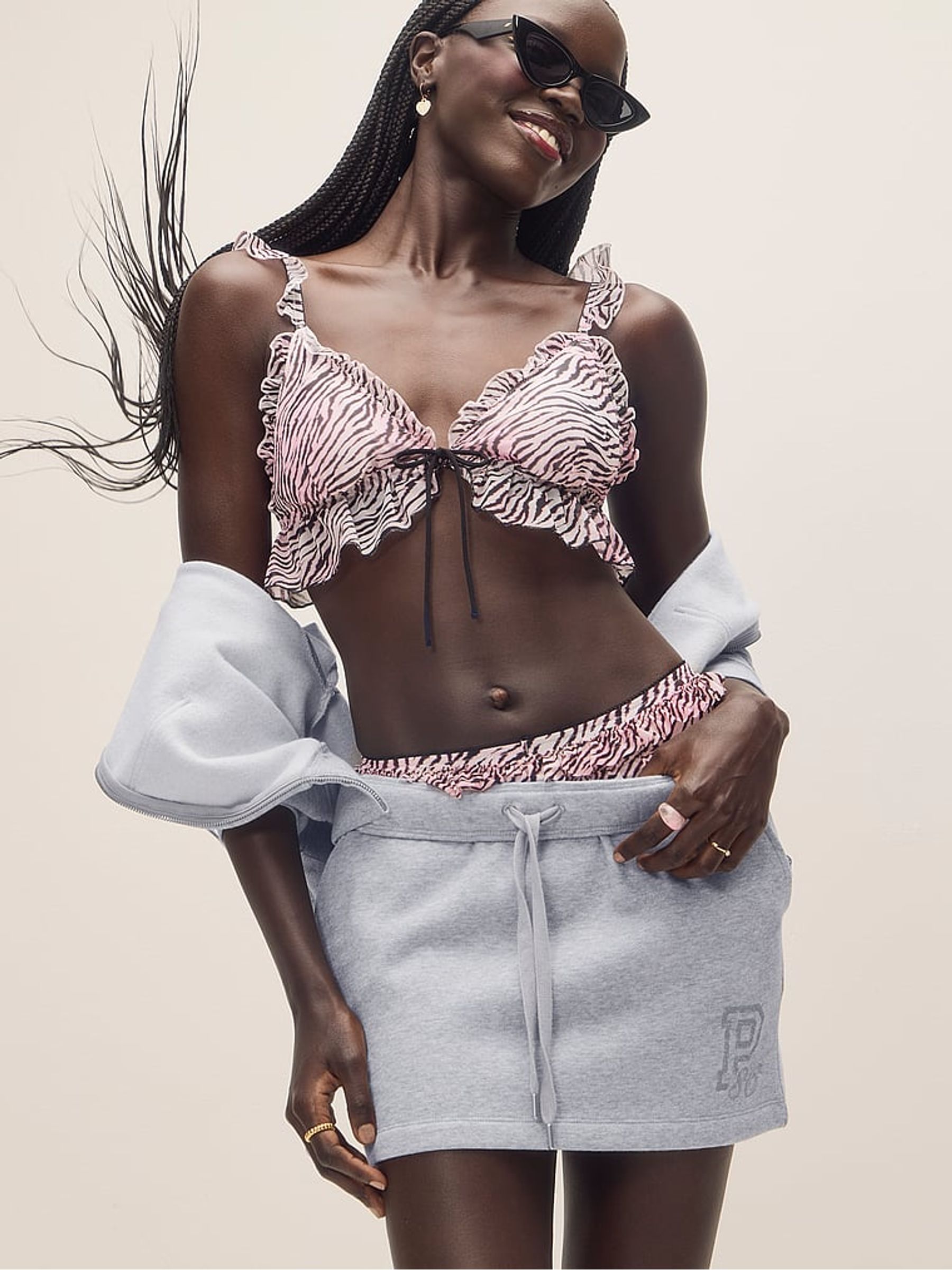 Medium Heather Grey Fleece Skort - Image 1 of 4