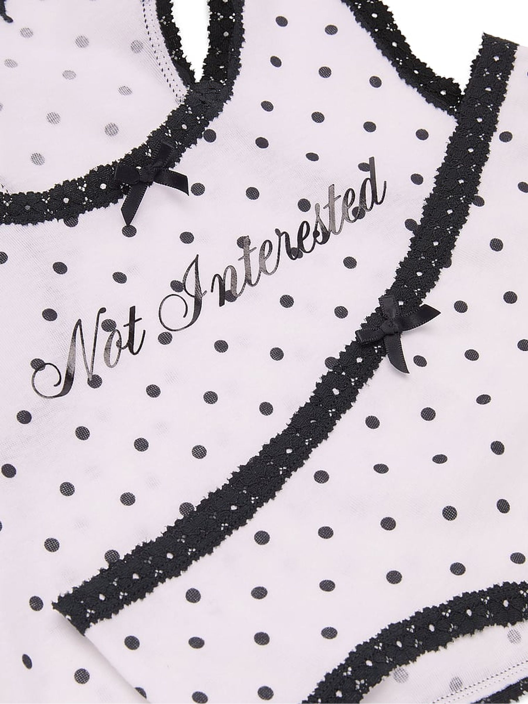 White Polka Dots Lace Trim Tank Top and Knicker Set - Image 3 of 3