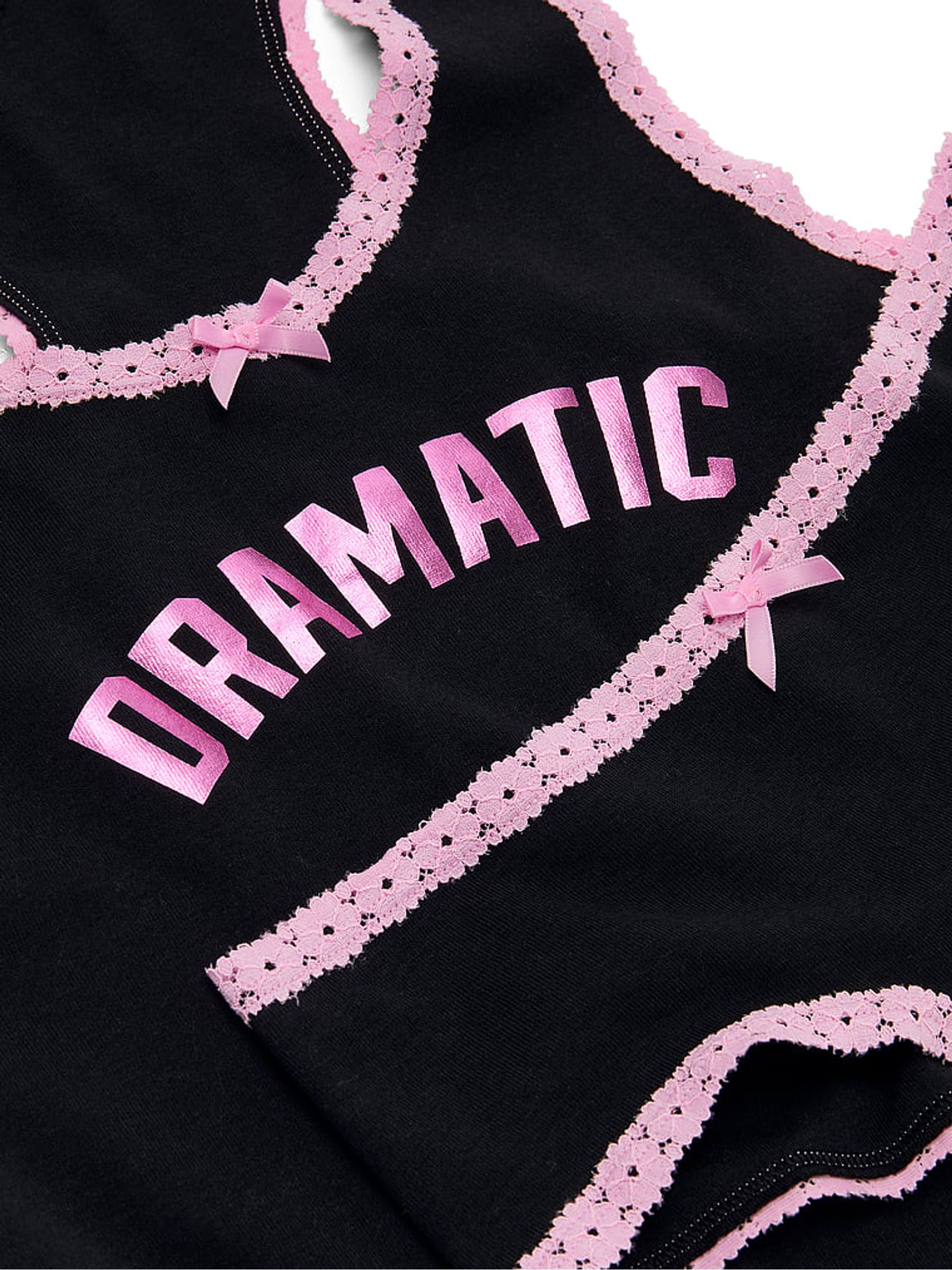 Black 'Dramatic' Print Lace Trim Tank Top and Knicker Set - Image 4 of 4