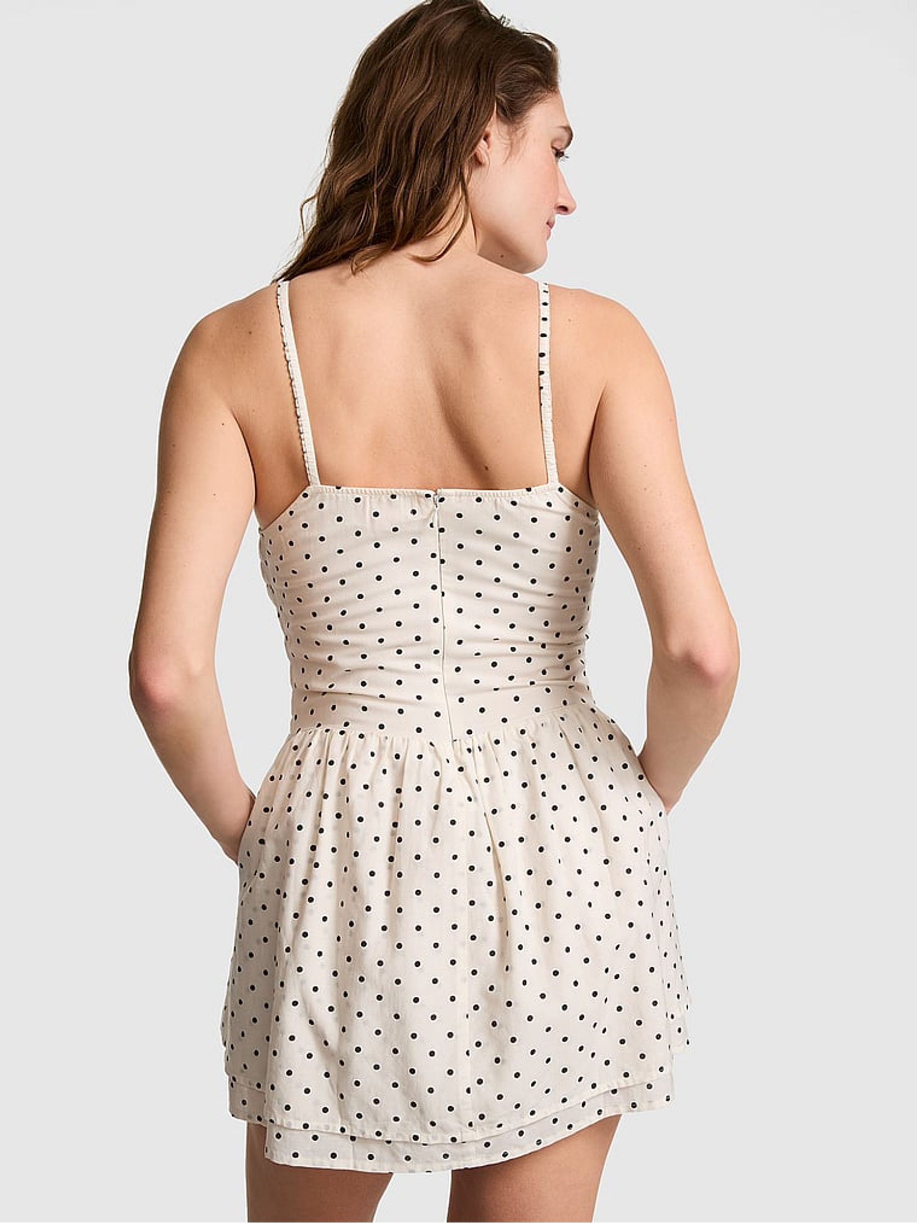 White Polka Dot Smocked Dress - Image 2 of 3