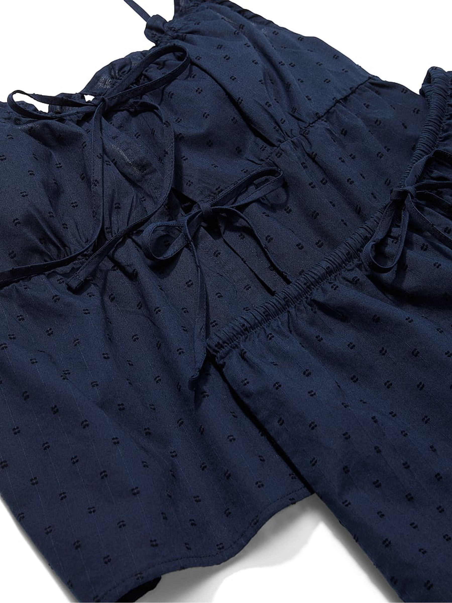 Noir Navy Blue Pointelle Short Pyjama Set - Image 3 of 3