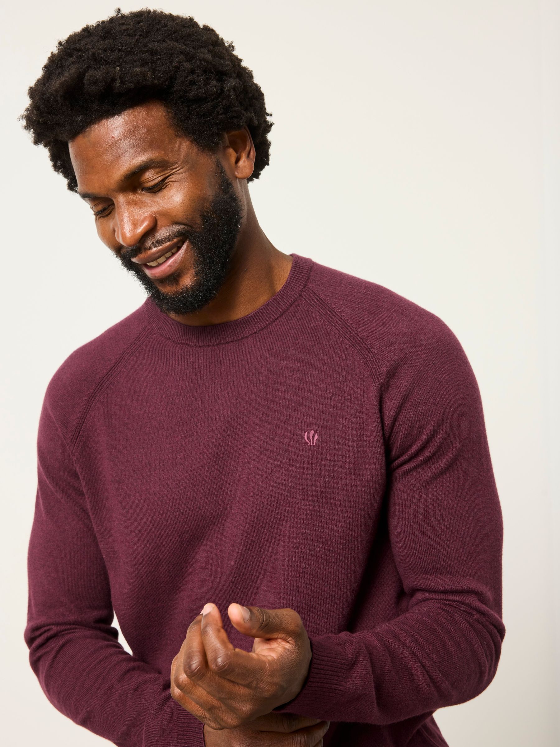 Rye Burgundy Red Crew Neck Knitted Jumper - Image 5 of 6