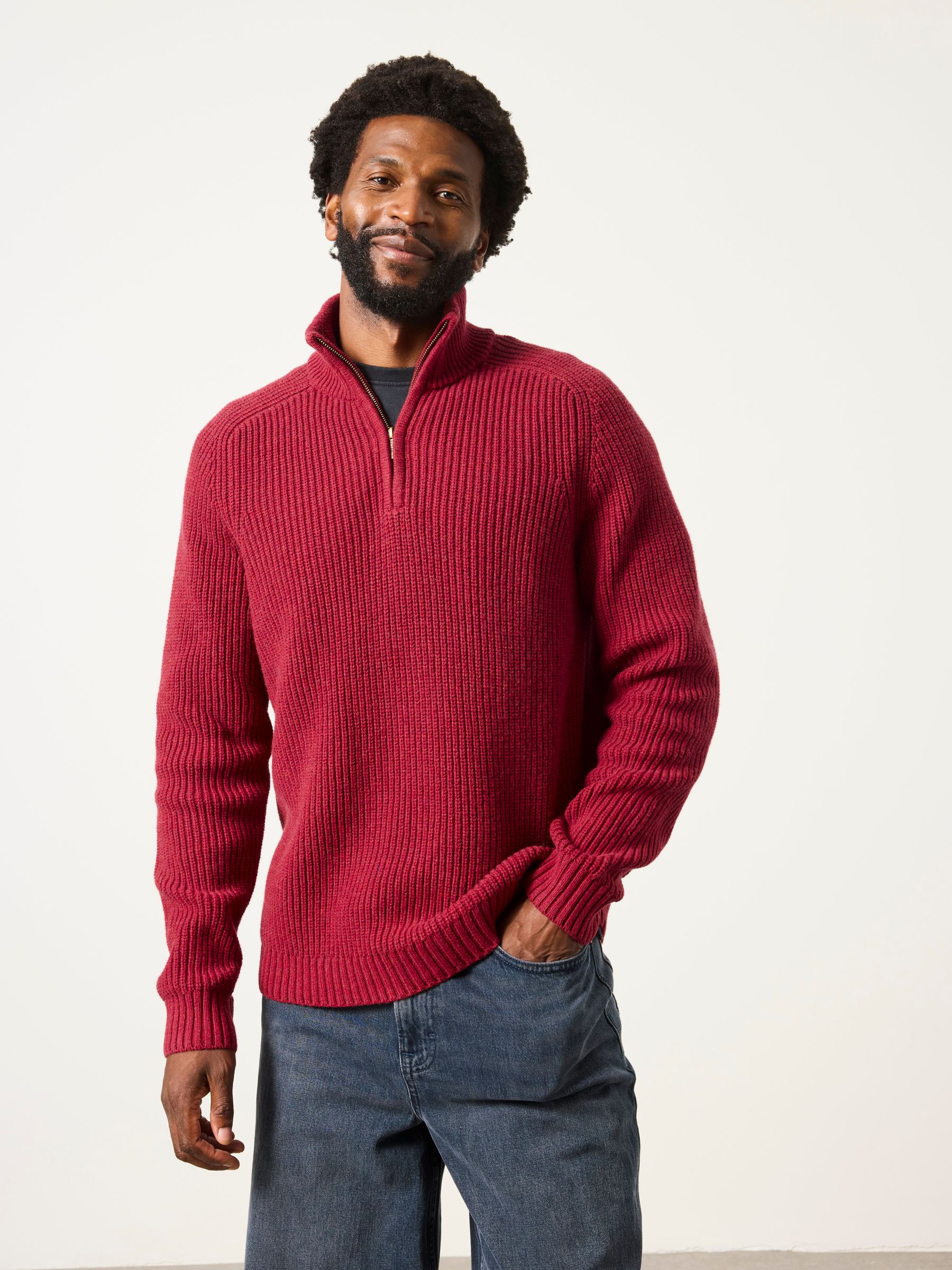 Ember Red Half Neck Knitted Jumper - Image 1 of 6