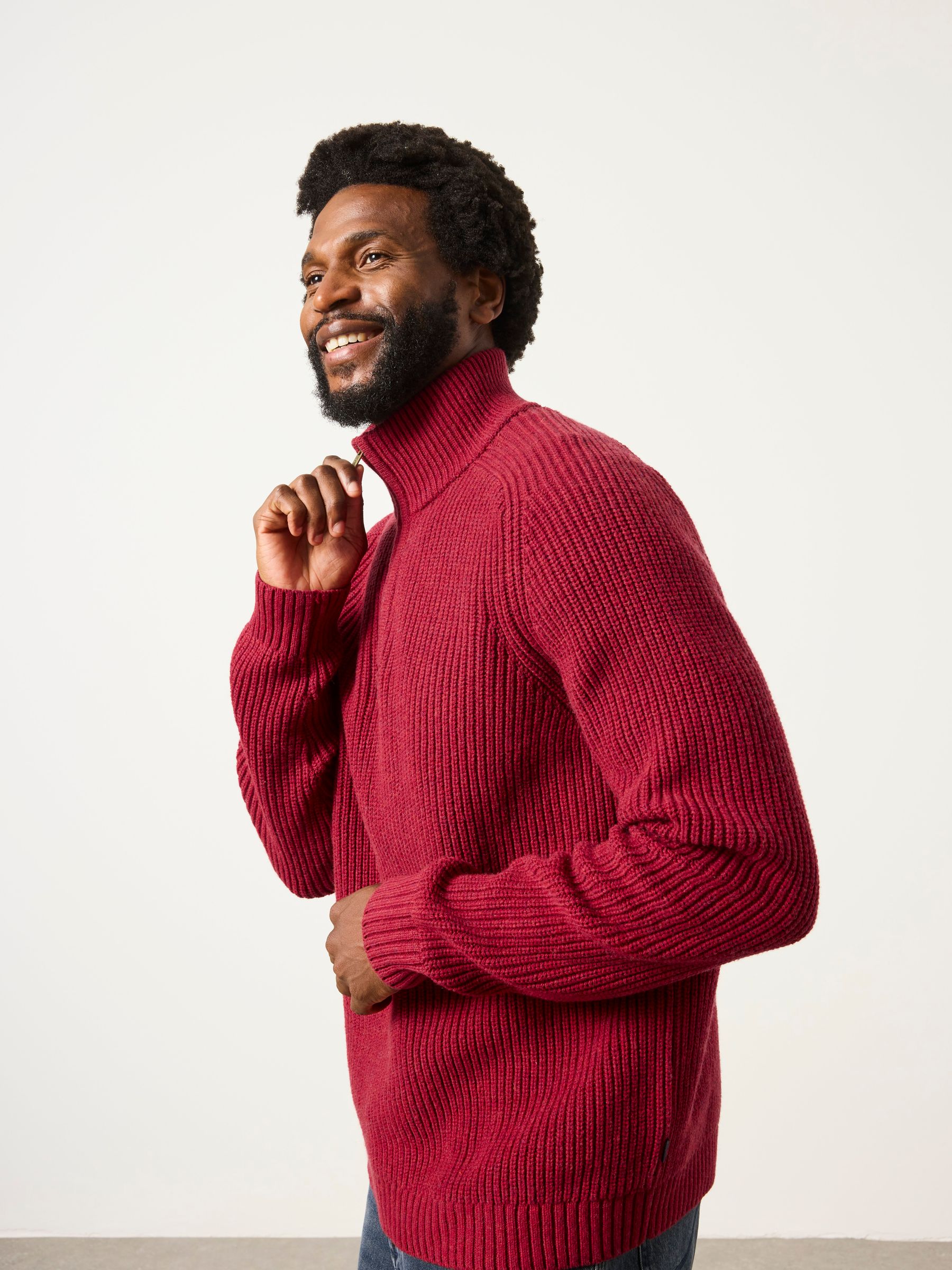 Ember Red Half Neck Knitted Jumper - Image 3 of 6