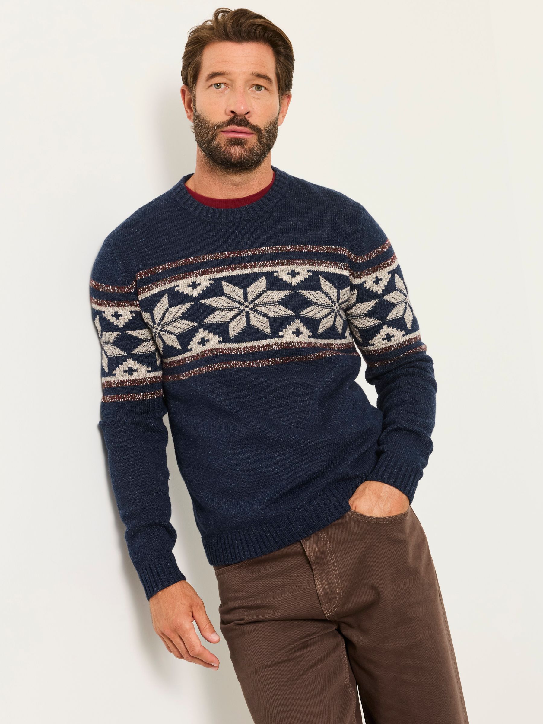 Navy Snowflake Knitted Crew Neck Christmas Jumper - Image 1 of 2
