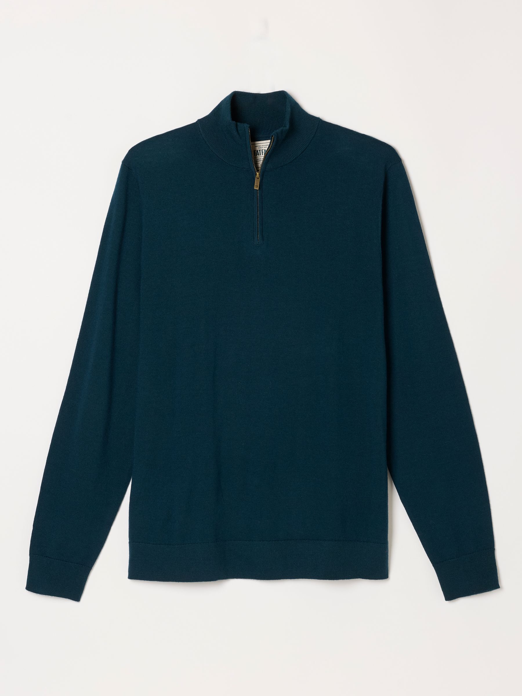 Malton Dark Green 100% Merino Wool Quarter Zip Knitted Jumper - Image 5 of 5