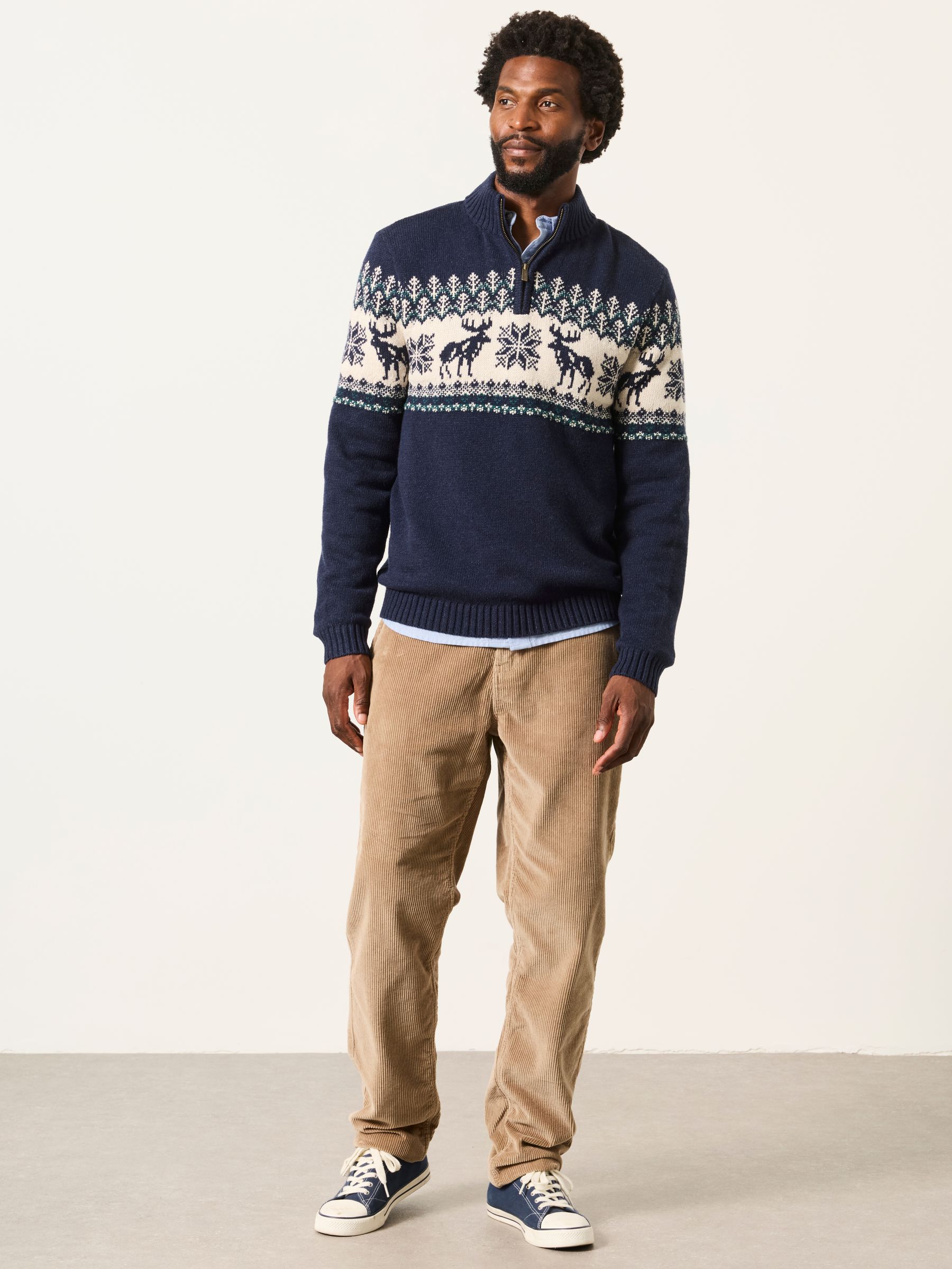 Matching Family Navy Moose Quarter Zip Christmas Jumper - Image 4 of 7