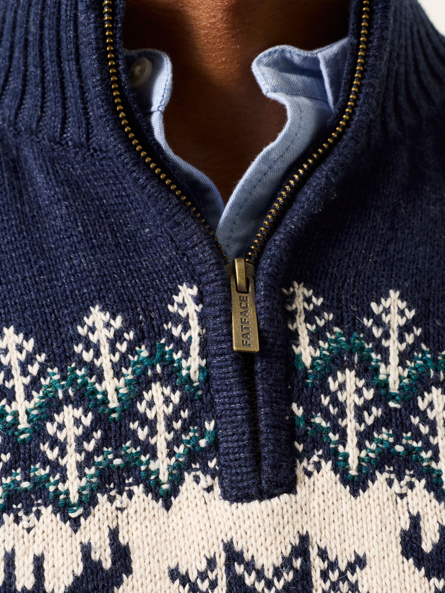 Matching Family Navy Moose Quarter Zip Christmas Jumper - Image 6 of 7