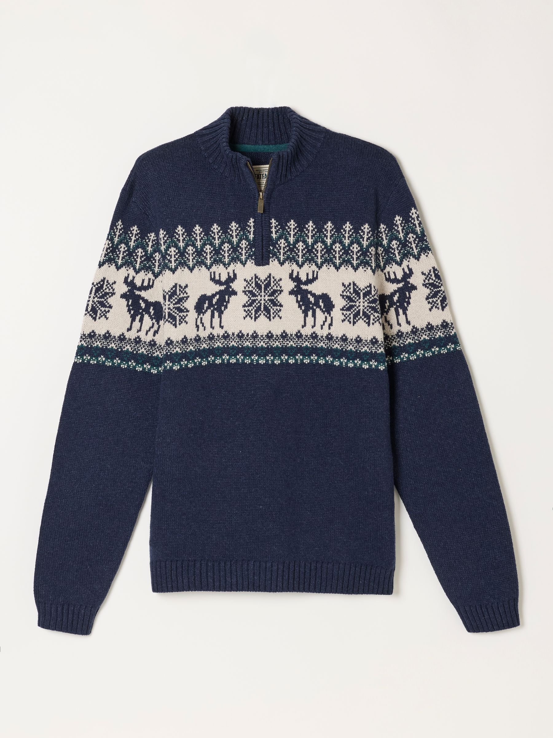Matching Family Navy Moose Quarter Zip Christmas Jumper - Image 7 of 7